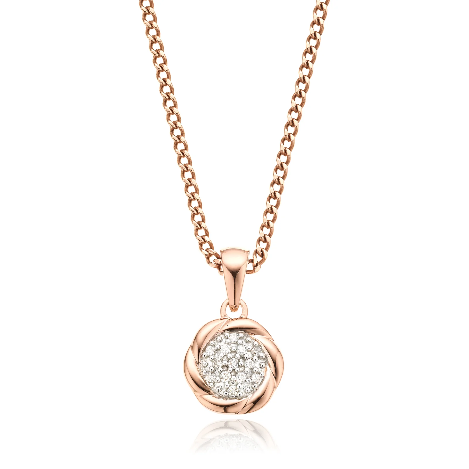 9ct Rose Gold & Diamond Set Pendant