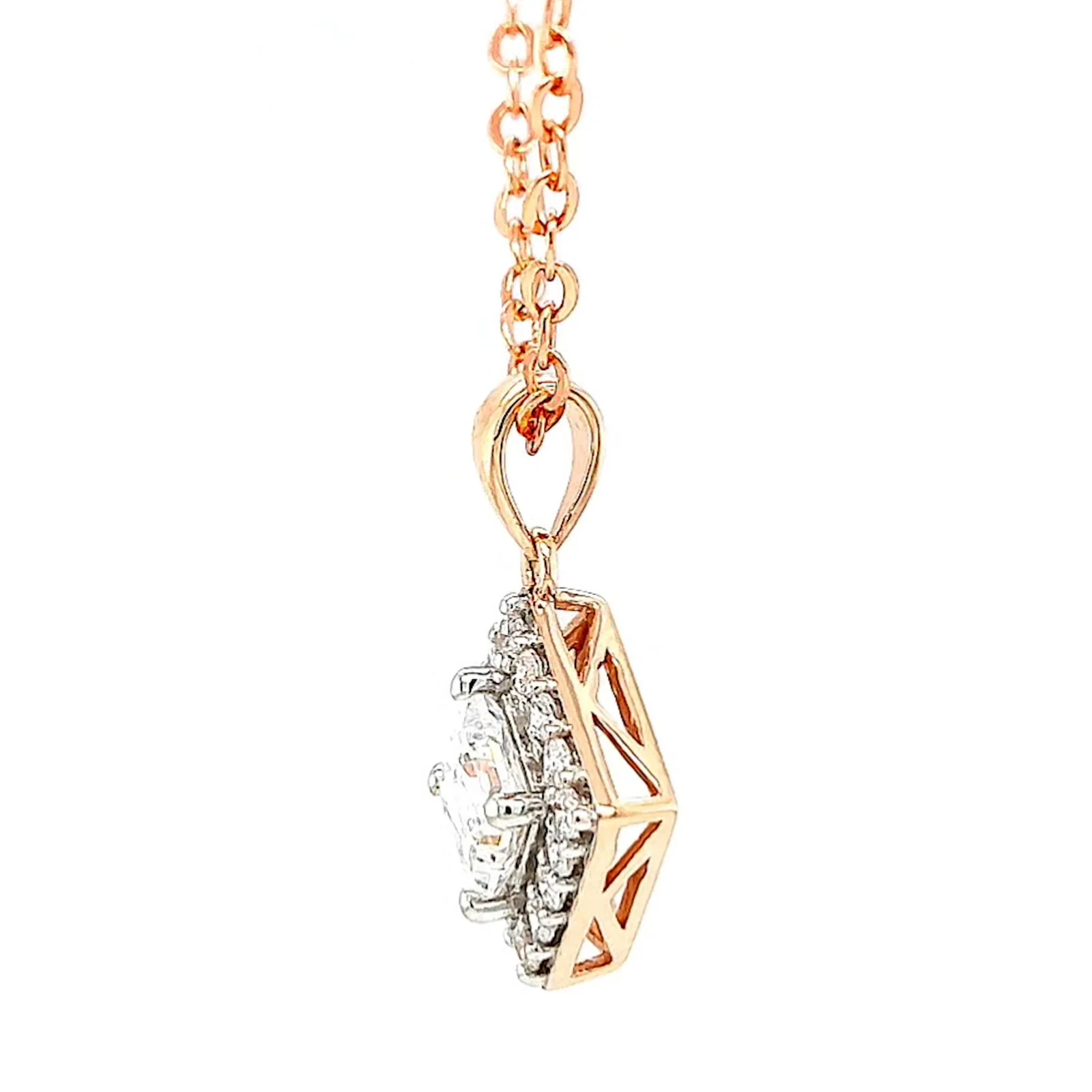 HUSH 9ct Rose Gold Princess & Round Brilliant Cut with 3/4 CARAT tw of Diamond Simulants Pendant - Image 17