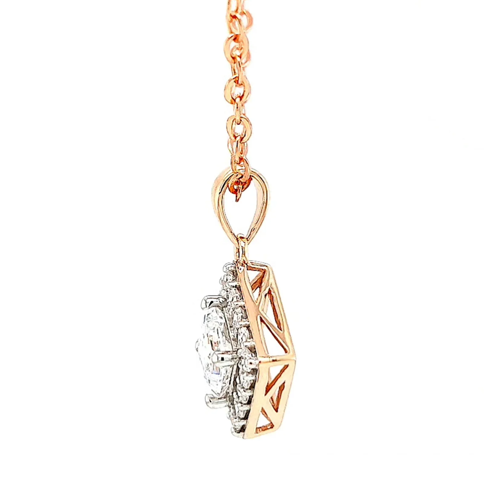 HUSH 9ct Rose Gold Princess & Round Brilliant Cut with 3/4 CARAT tw of Diamond Simulants Pendant - Image 18