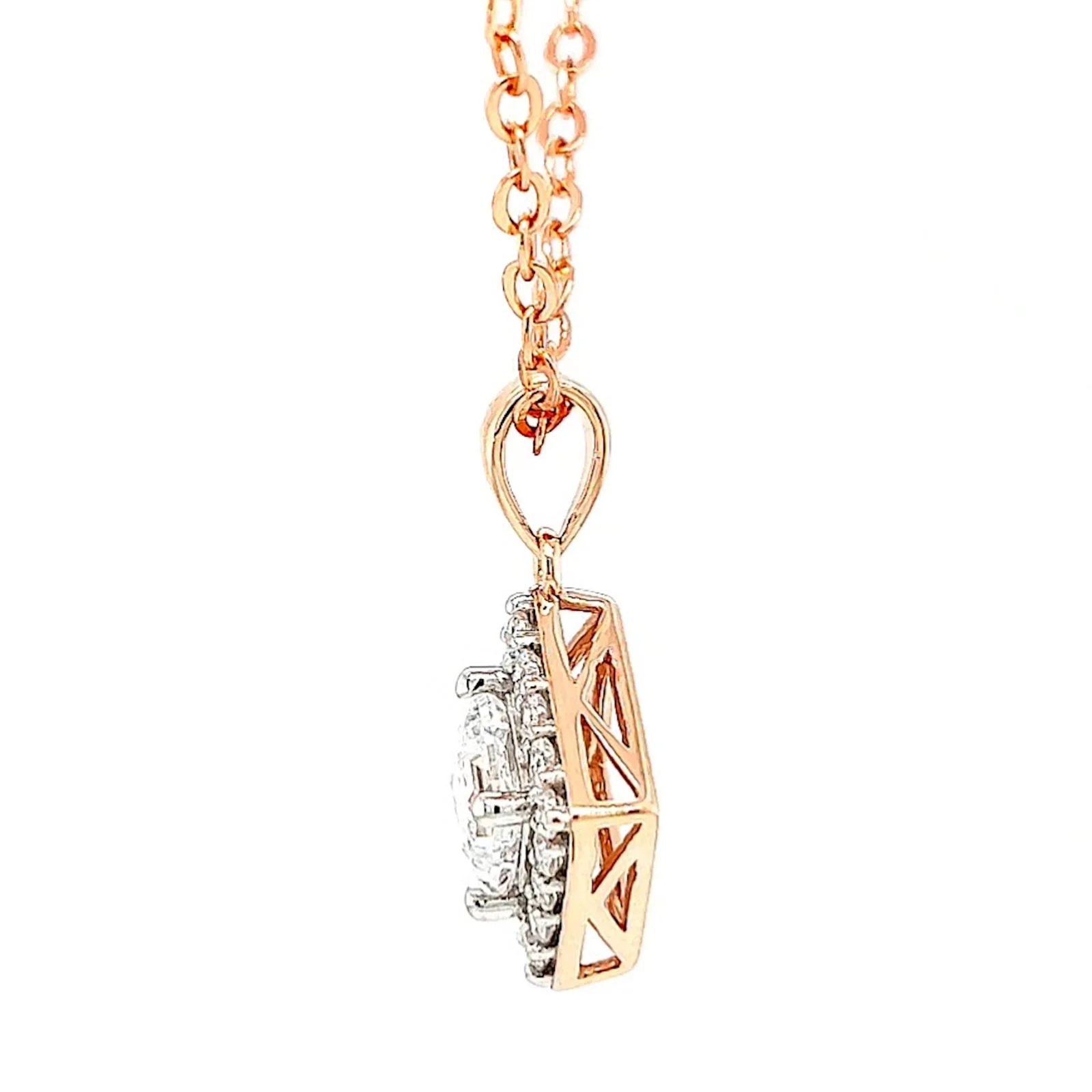 HUSH 9ct Rose Gold Princess & Round Brilliant Cut with 3/4 CARAT tw of Diamond Simulants Pendant - Image 19