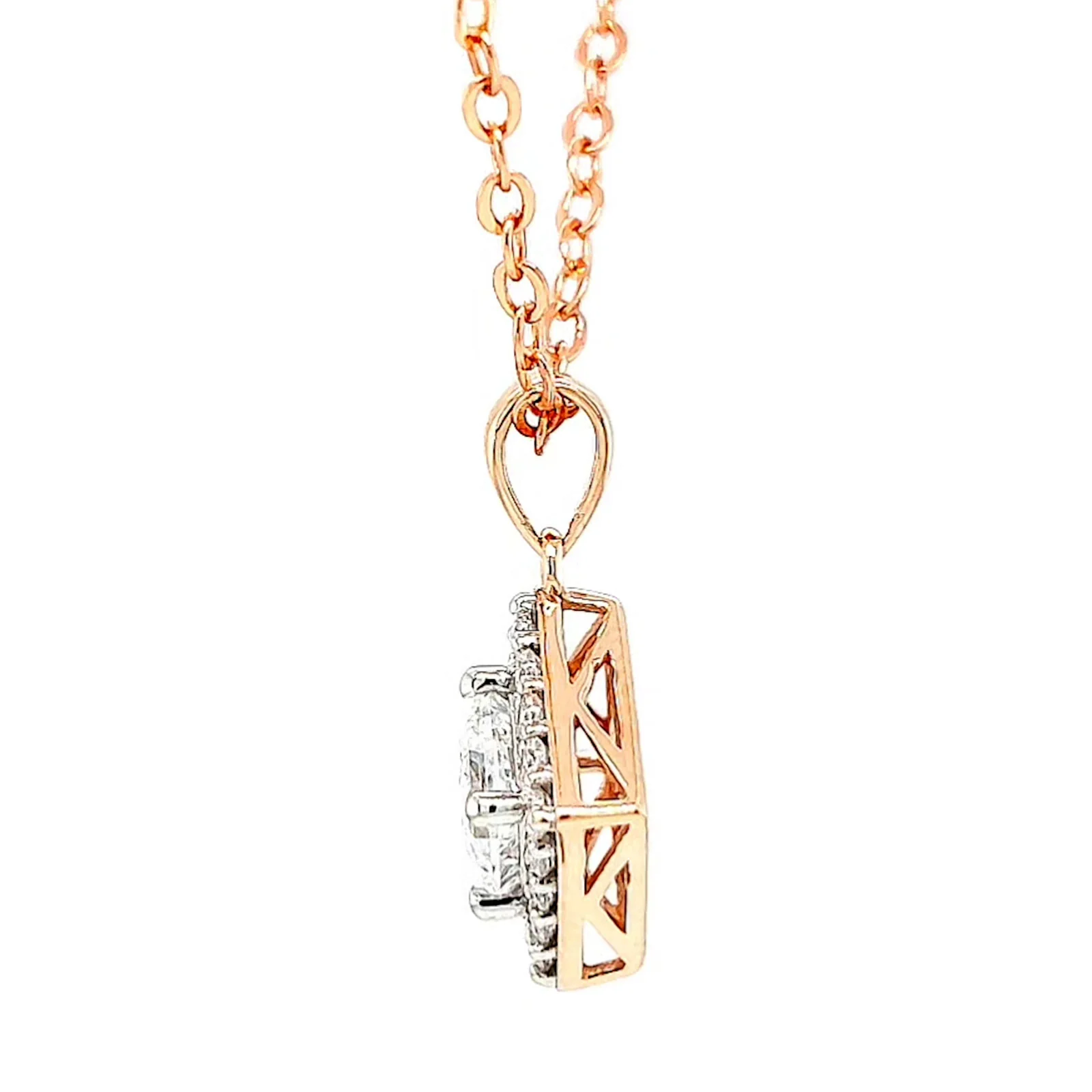 HUSH 9ct Rose Gold Princess & Round Brilliant Cut with 3/4 CARAT tw of Diamond Simulants Pendant - Image 20