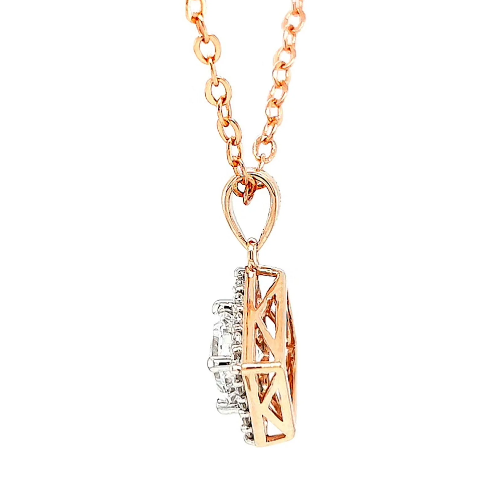 HUSH 9ct Rose Gold Princess & Round Brilliant Cut with 3/4 CARAT tw of Diamond Simulants Pendant - Image 22
