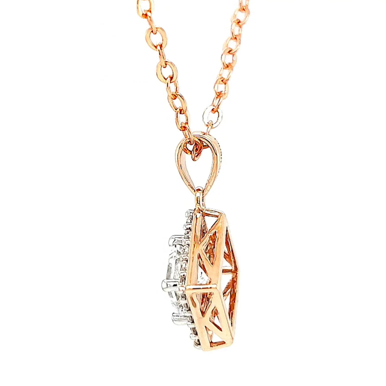 HUSH 9ct Rose Gold Princess & Round Brilliant Cut with 3/4 CARAT tw of Diamond Simulants Pendant - Image 23