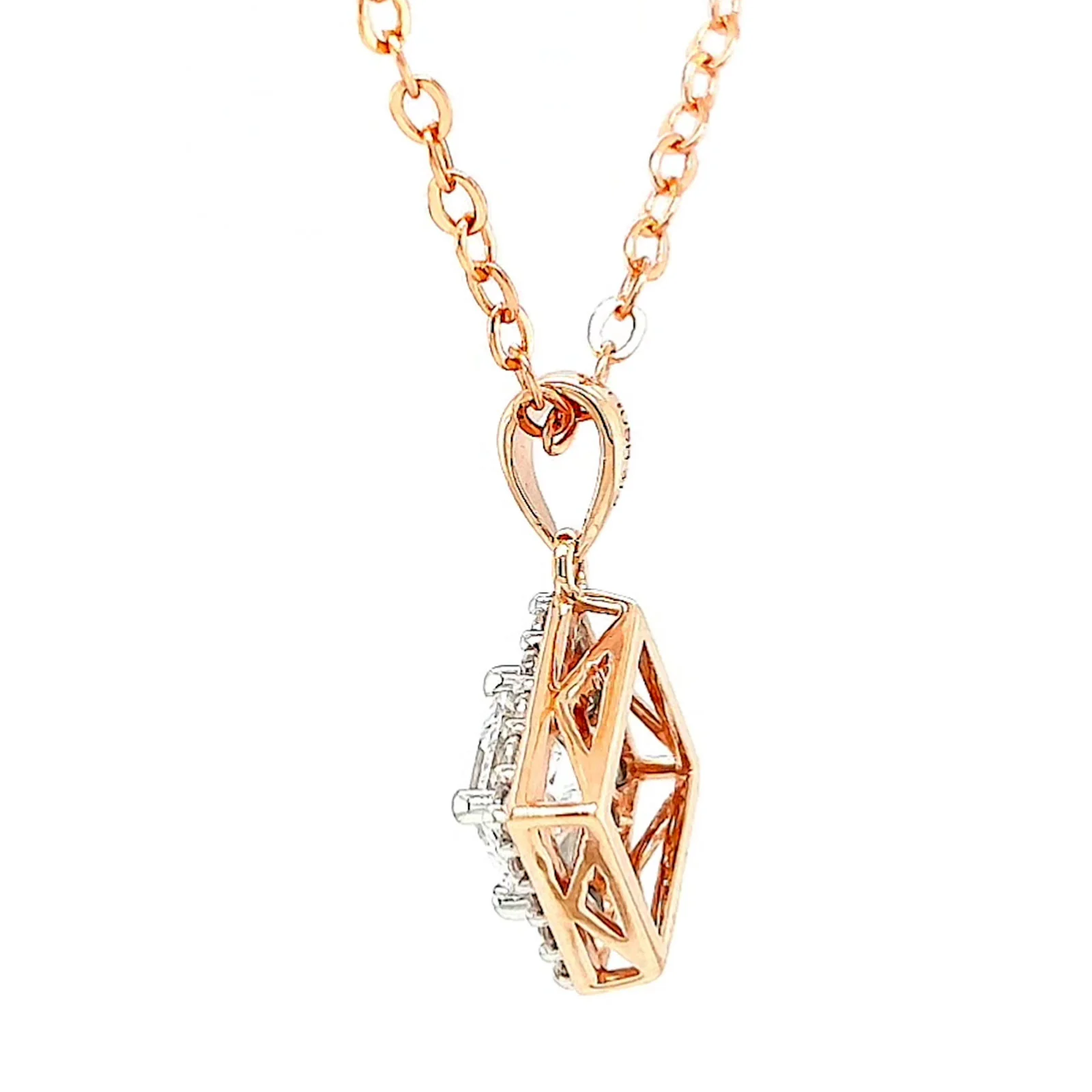 HUSH 9ct Rose Gold Princess & Round Brilliant Cut with 3/4 CARAT tw of Diamond Simulants Pendant - Image 24