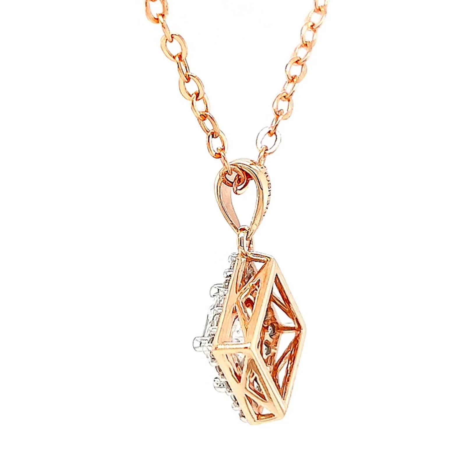 HUSH 9ct Rose Gold Princess & Round Brilliant Cut with 3/4 CARAT tw of Diamond Simulants Pendant - Image 25
