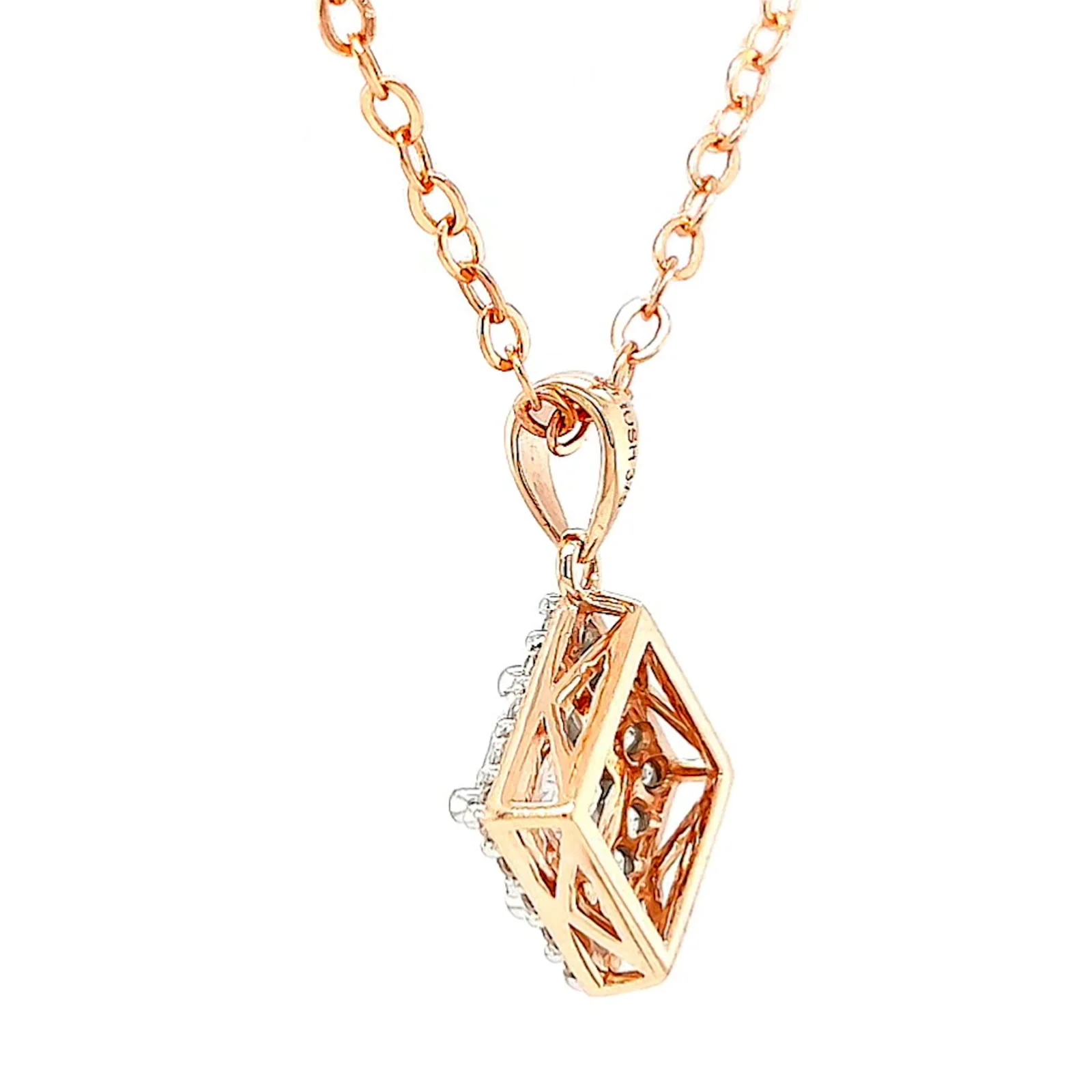 HUSH 9ct Rose Gold Princess & Round Brilliant Cut with 3/4 CARAT tw of Diamond Simulants Pendant - Image 26