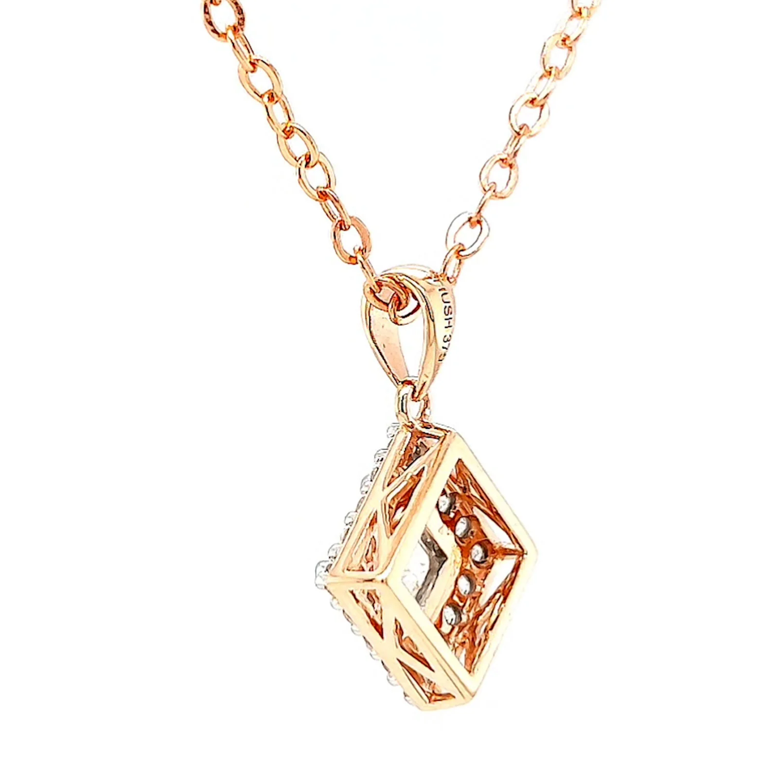 HUSH 9ct Rose Gold Princess & Round Brilliant Cut with 3/4 CARAT tw of Diamond Simulants Pendant - Image 28