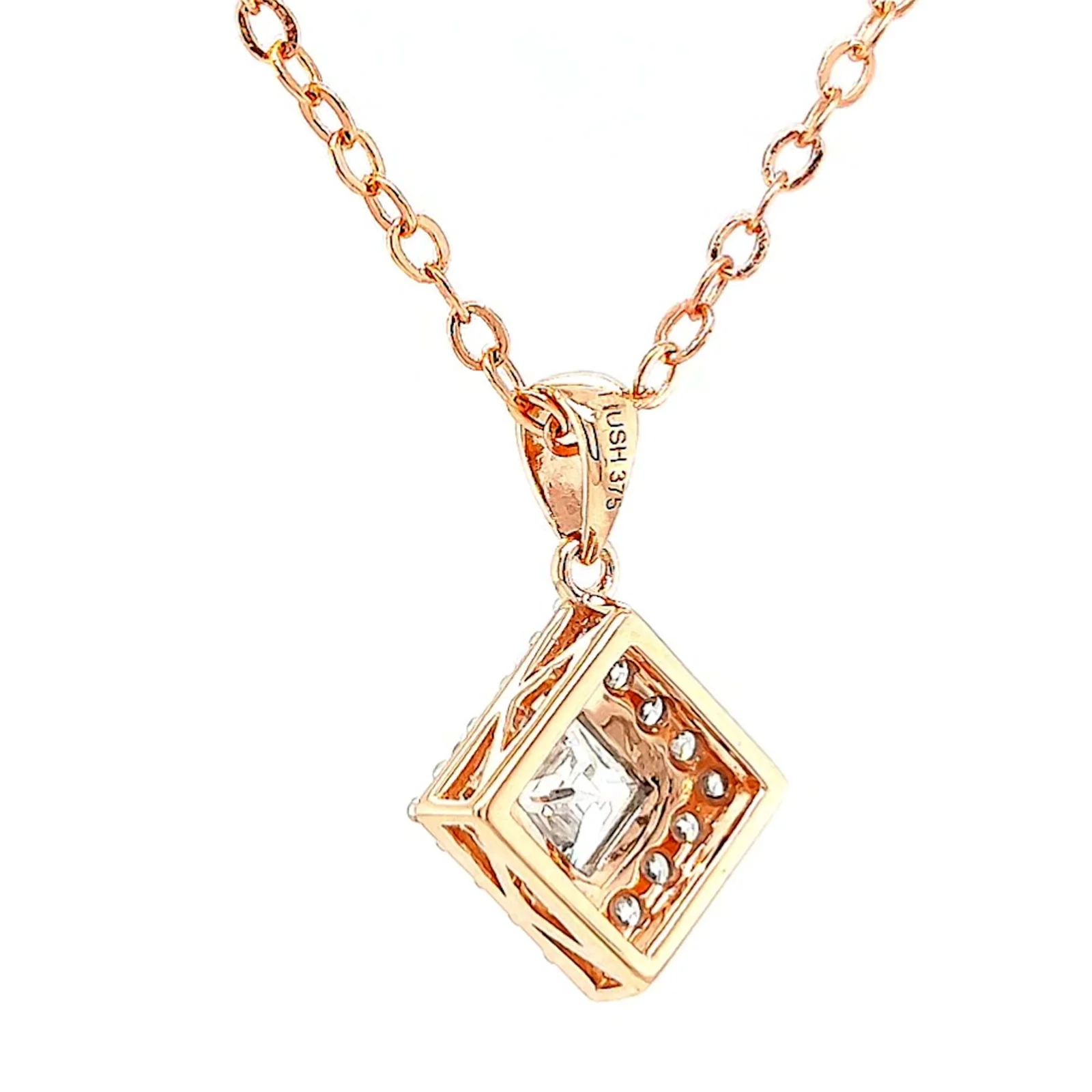 HUSH 9ct Rose Gold Princess & Round Brilliant Cut with 3/4 CARAT tw of Diamond Simulants Pendant - Image 32