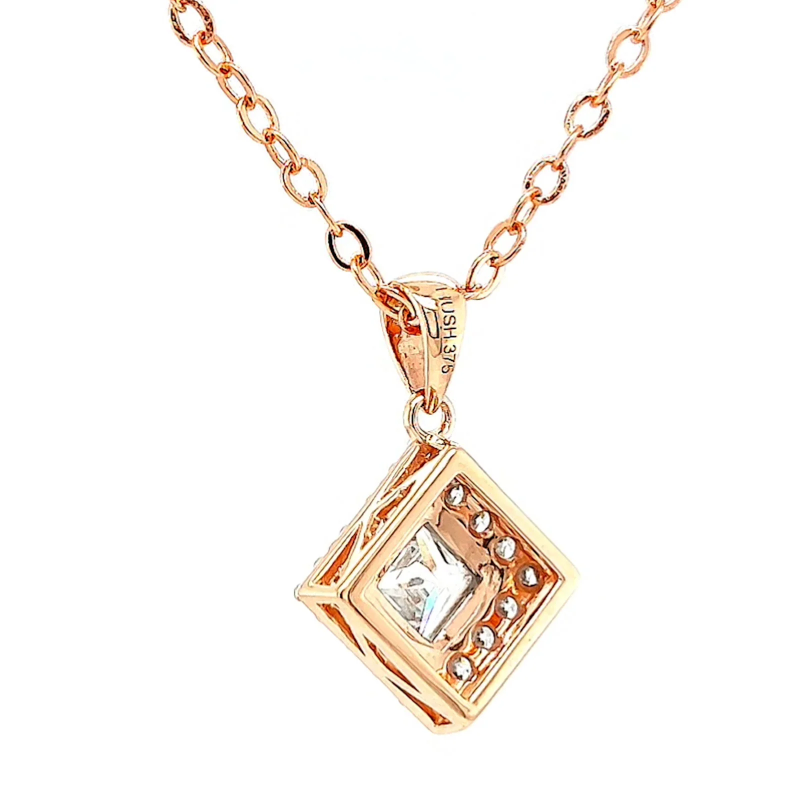 HUSH 9ct Rose Gold Princess & Round Brilliant Cut with 3/4 CARAT tw of Diamond Simulants Pendant - Image 33