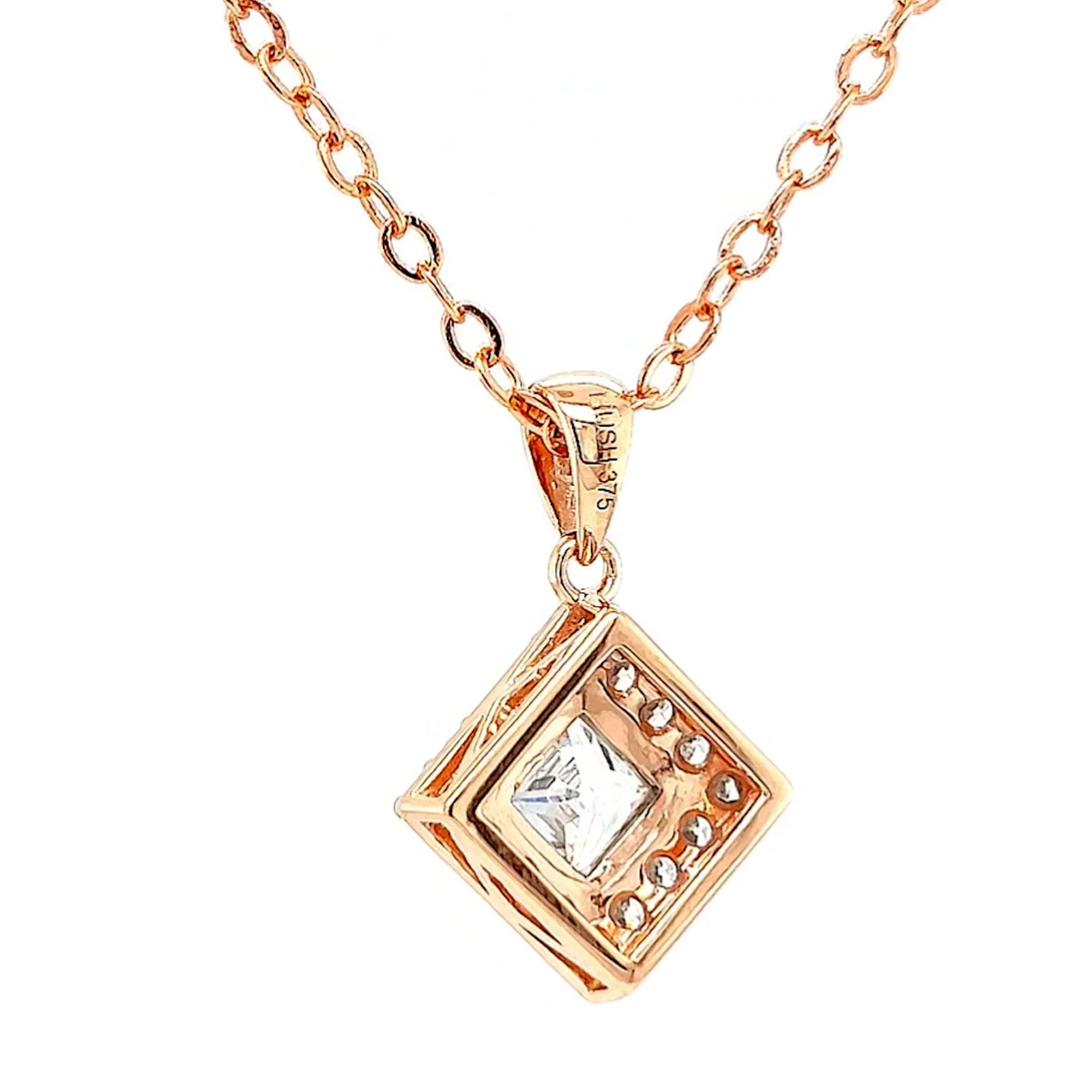 HUSH 9ct Rose Gold Princess & Round Brilliant Cut with 3/4 CARAT tw of Diamond Simulants Pendant - Image 34