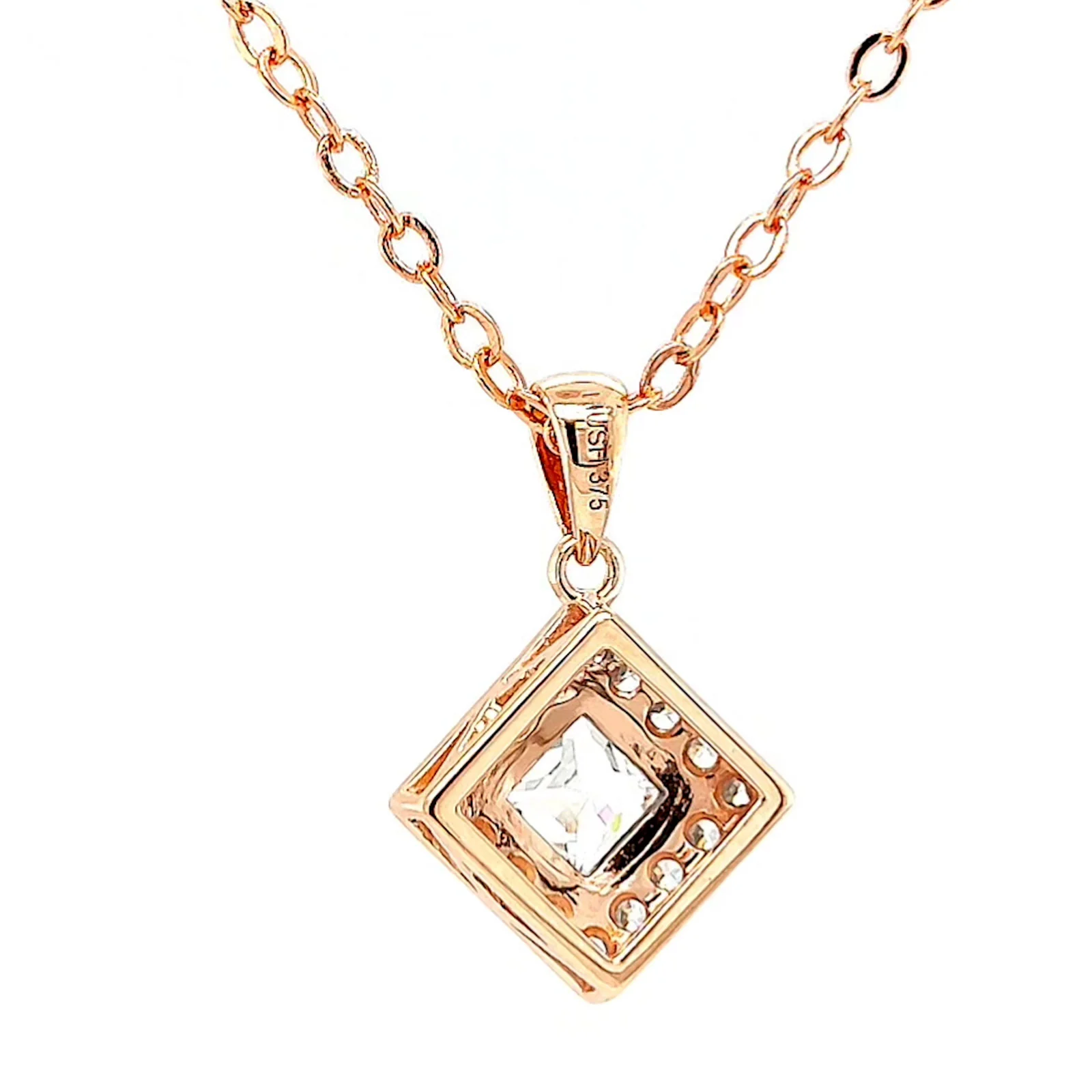 HUSH 9ct Rose Gold Princess & Round Brilliant Cut with 3/4 CARAT tw of Diamond Simulants Pendant - Image 36