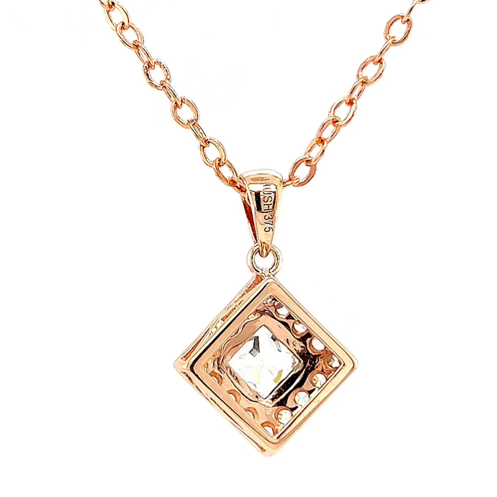 HUSH 9ct Rose Gold Princess & Round Brilliant Cut with 3/4 CARAT tw of Diamond Simulants Pendant - Image 37