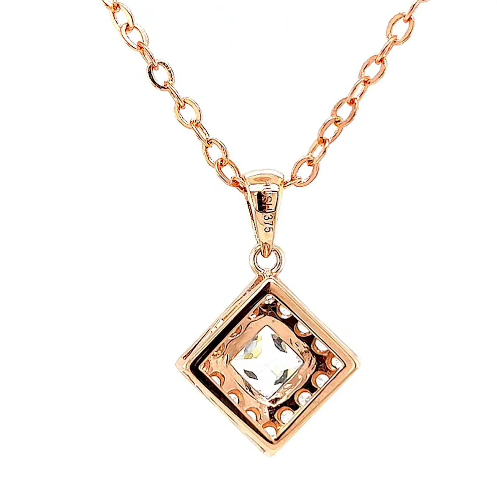 HUSH 9ct Rose Gold Princess & Round Brilliant Cut with 3/4 CARAT tw of Diamond Simulants Pendant - Image 38