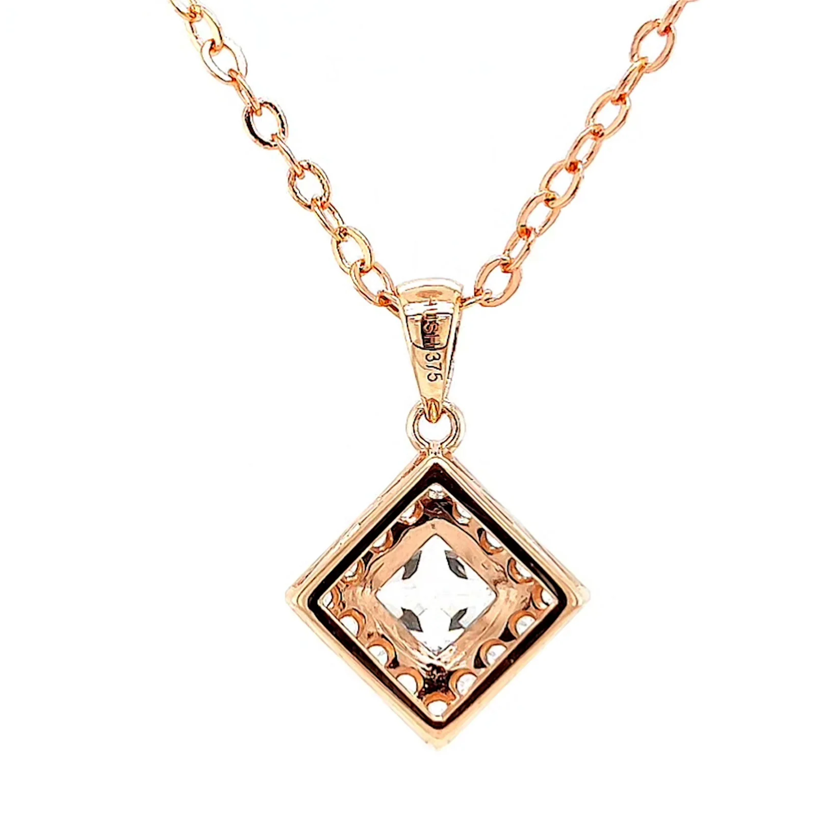 HUSH 9ct Rose Gold Princess & Round Brilliant Cut with 3/4 CARAT tw of Diamond Simulants Pendant - Image 39