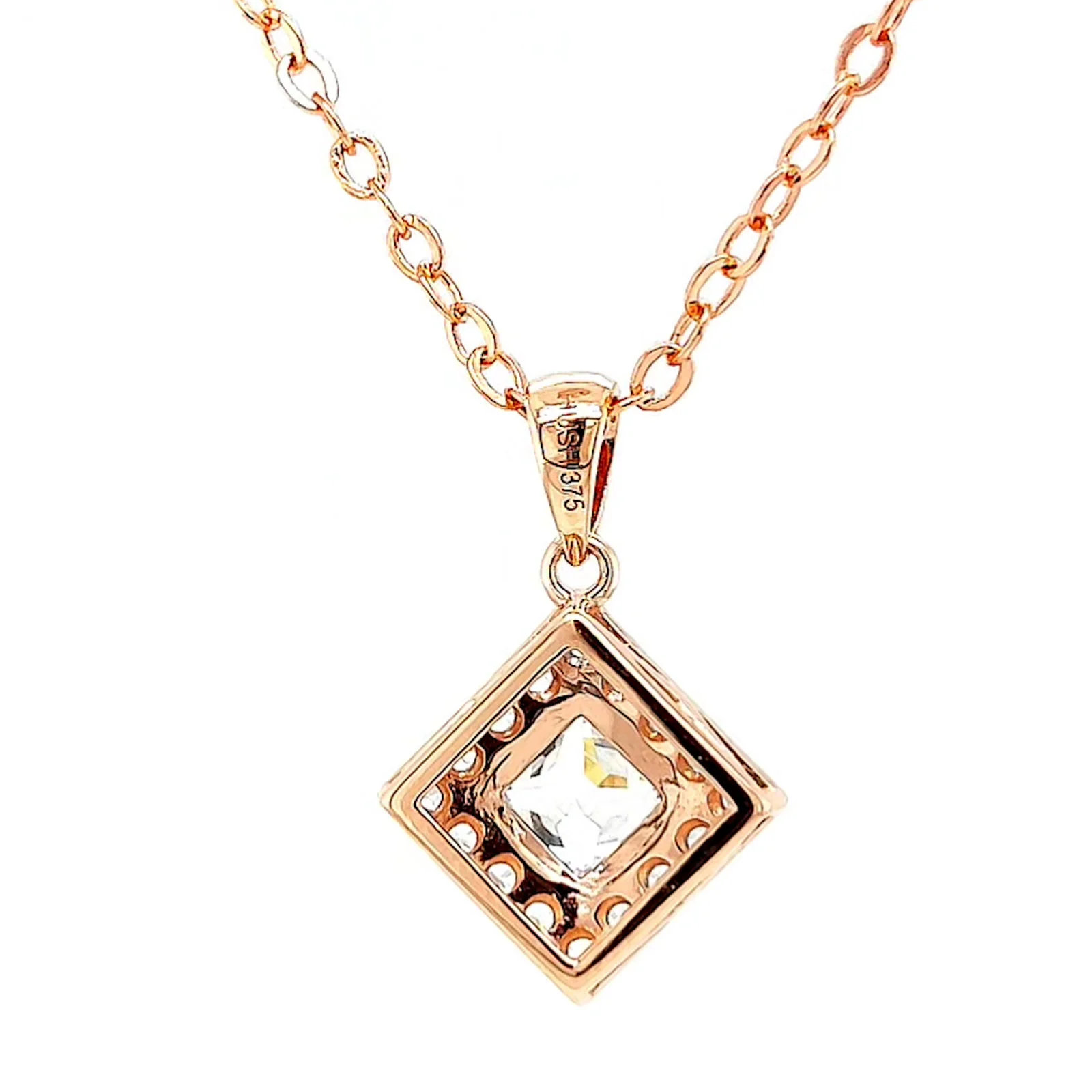HUSH 9ct Rose Gold Princess & Round Brilliant Cut with 3/4 CARAT tw of Diamond Simulants Pendant - Image 40