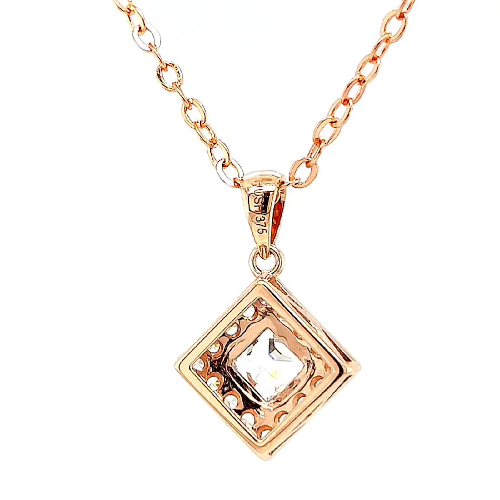 HUSH 9ct Rose Gold Princess & Round Brilliant Cut with 3/4 CARAT tw of Diamond Simulants Pendant - Image 41