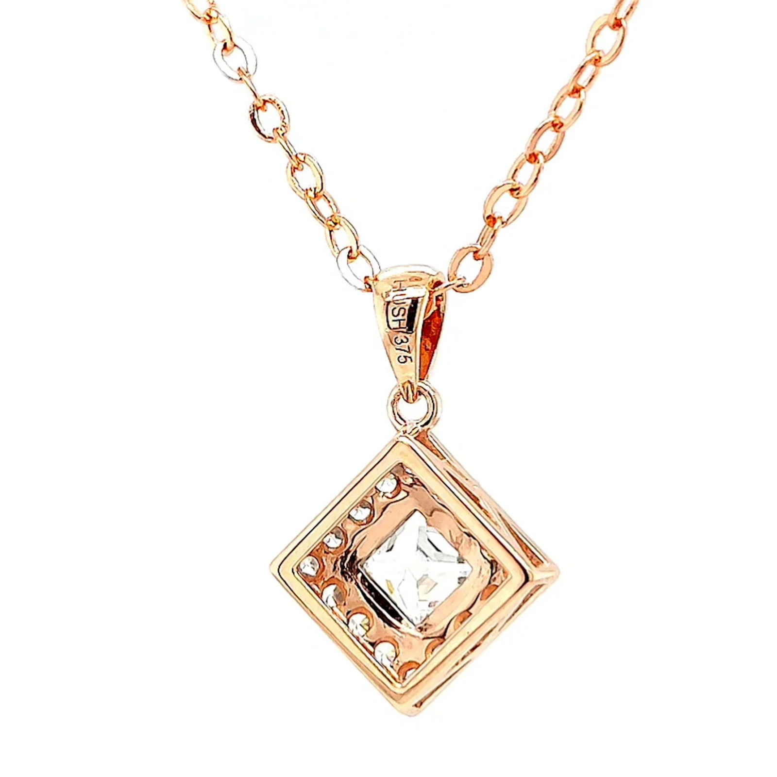 HUSH 9ct Rose Gold Princess & Round Brilliant Cut with 3/4 CARAT tw of Diamond Simulants Pendant - Image 42