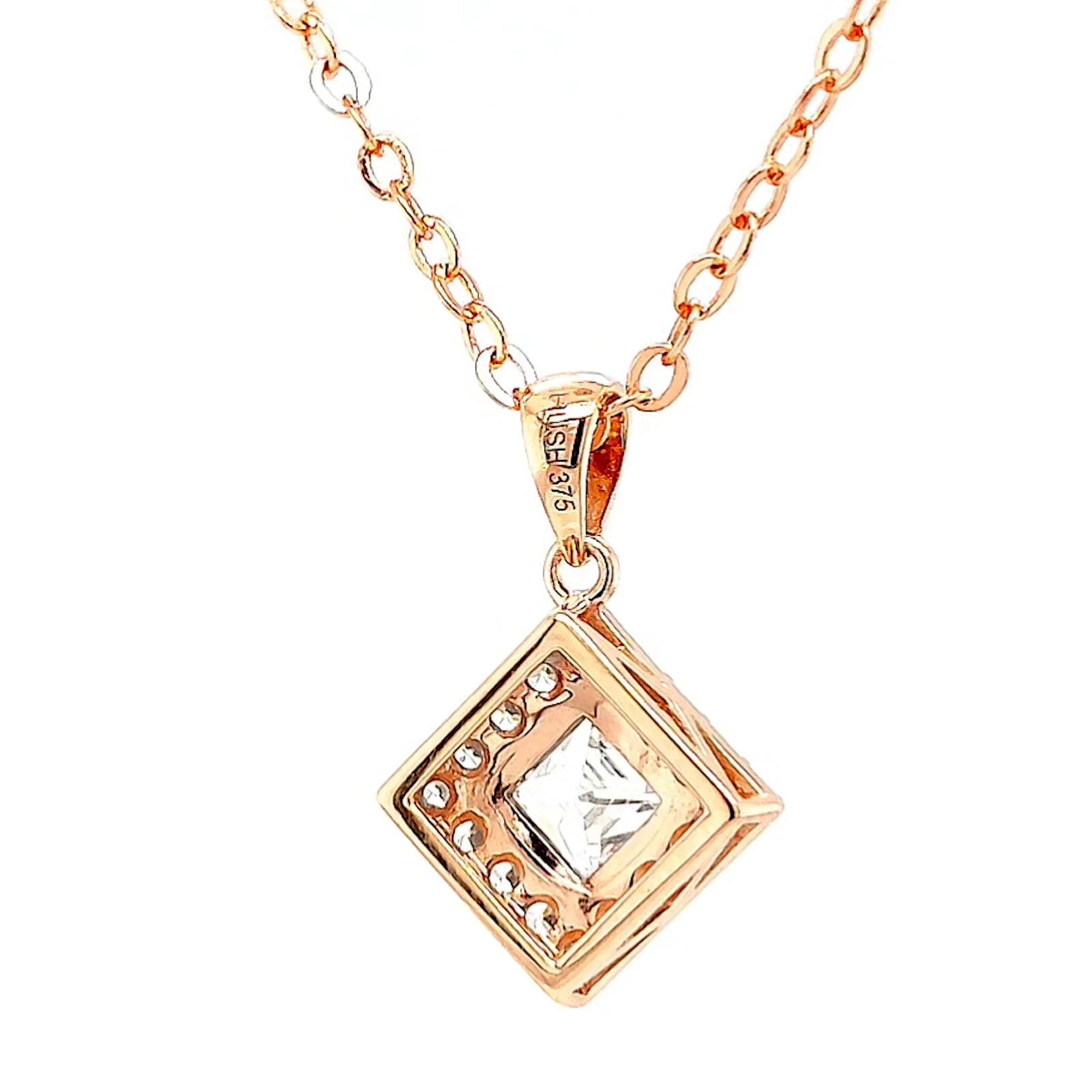 HUSH 9ct Rose Gold Princess & Round Brilliant Cut with 3/4 CARAT tw of Diamond Simulants Pendant - Image 43