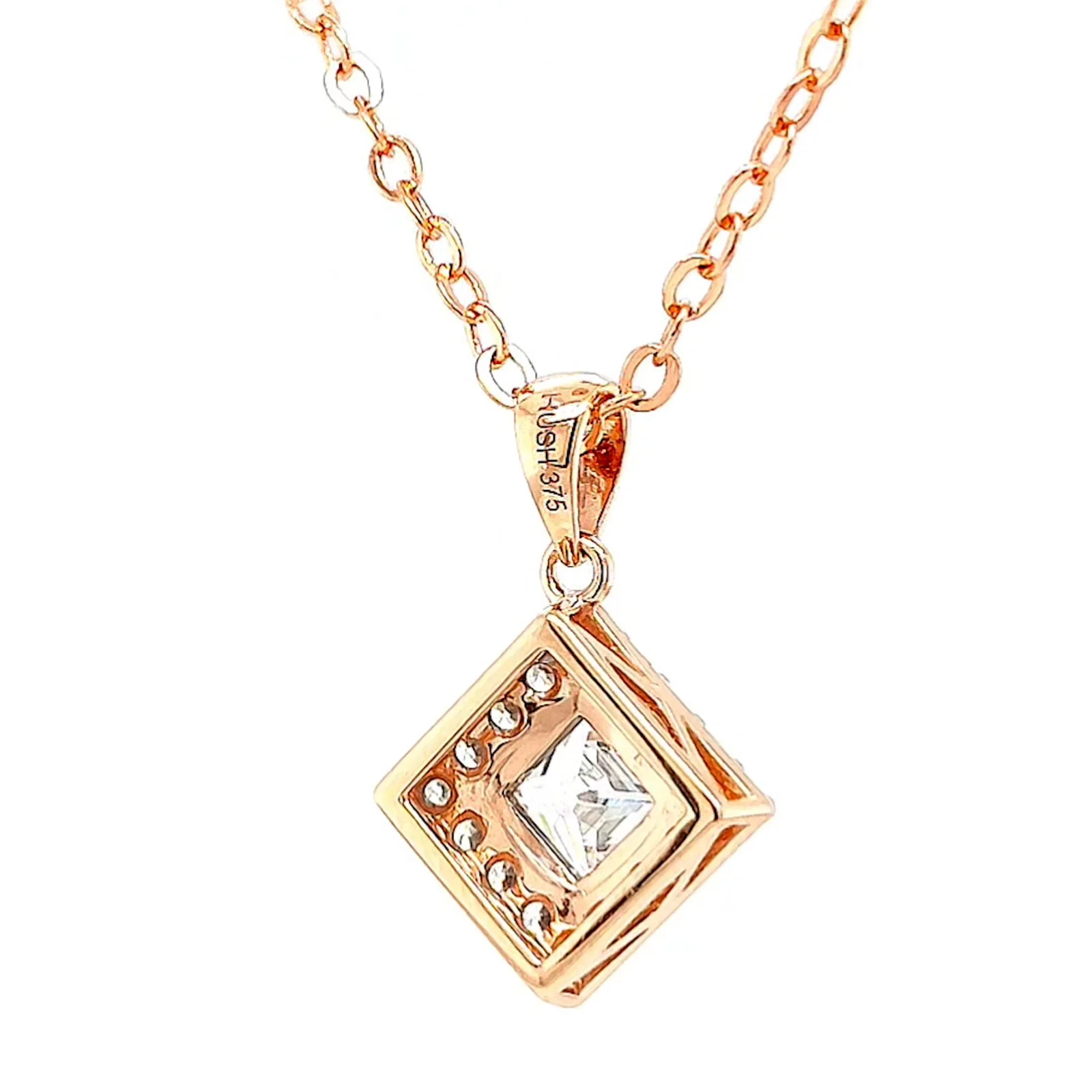 HUSH 9ct Rose Gold Princess & Round Brilliant Cut with 3/4 CARAT tw of Diamond Simulants Pendant - Image 44