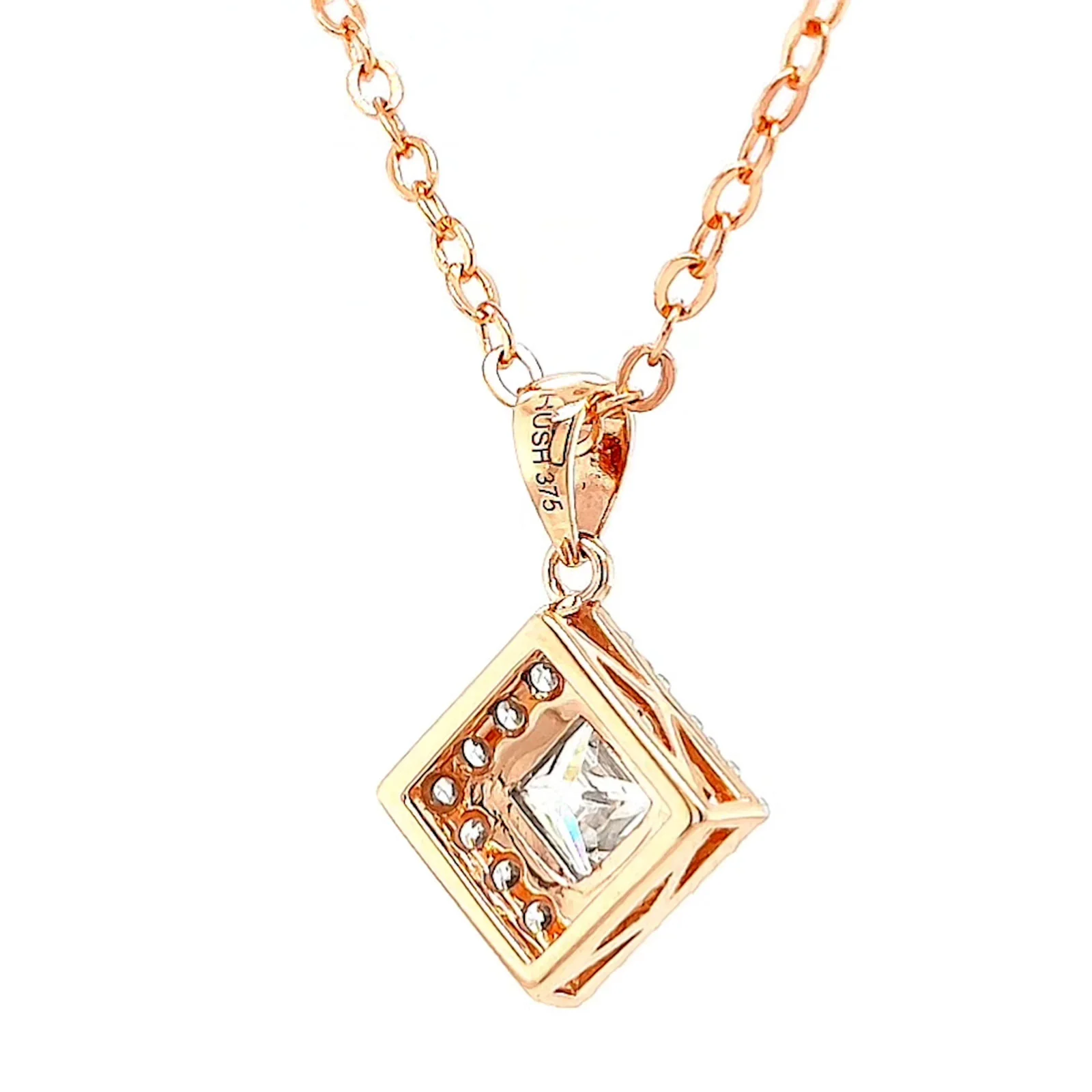 HUSH 9ct Rose Gold Princess & Round Brilliant Cut with 3/4 CARAT tw of Diamond Simulants Pendant - Image 45