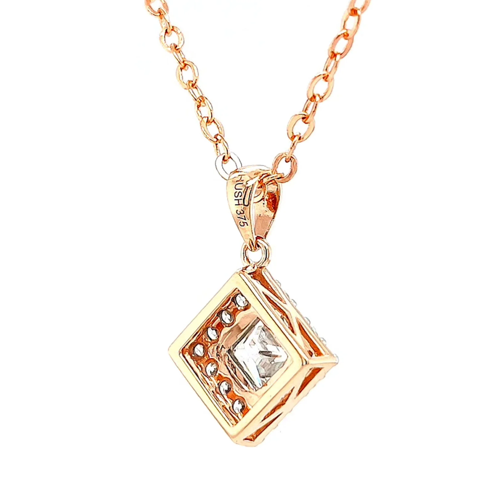 HUSH 9ct Rose Gold Princess & Round Brilliant Cut with 3/4 CARAT tw of Diamond Simulants Pendant - Image 46