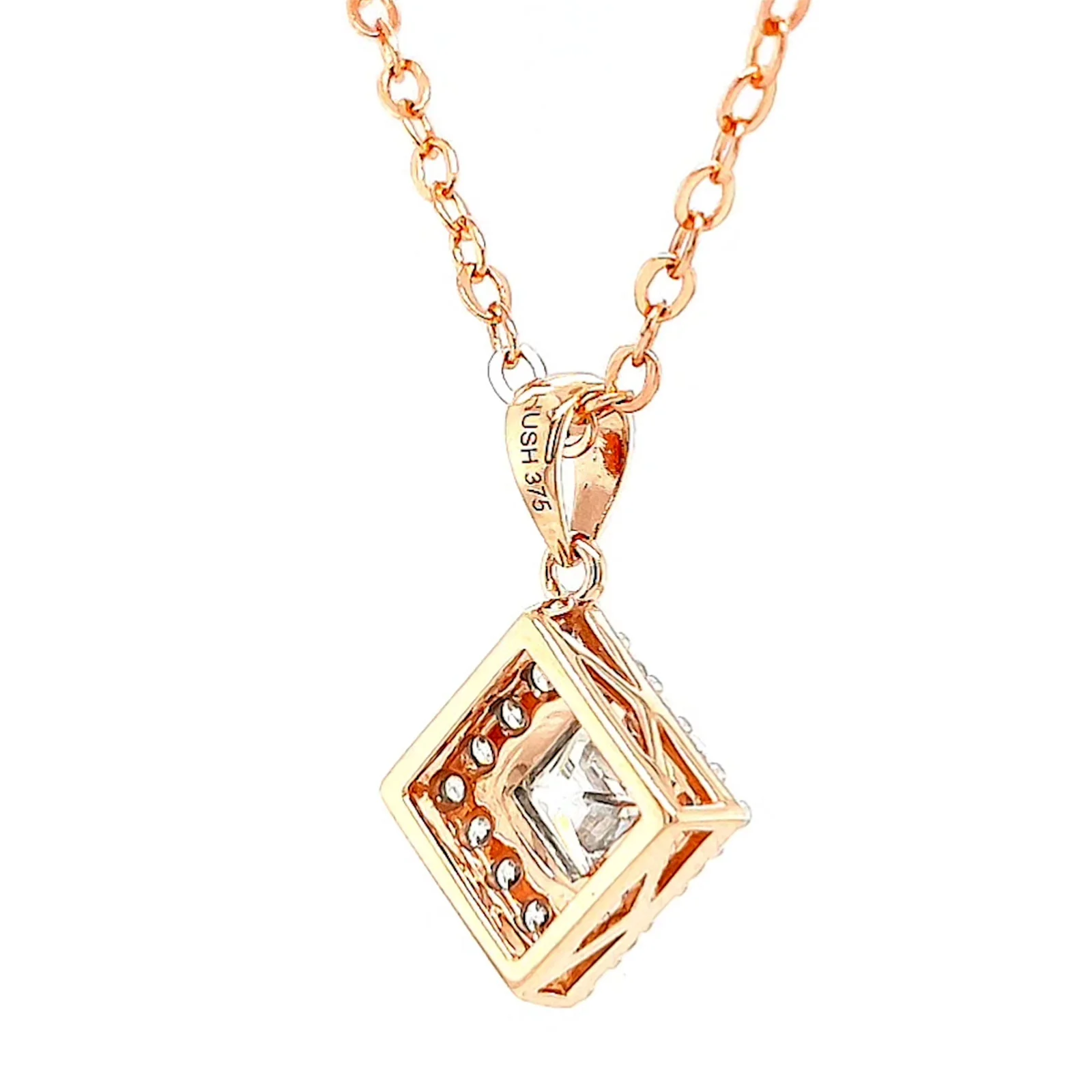 HUSH 9ct Rose Gold Princess & Round Brilliant Cut with 3/4 CARAT tw of Diamond Simulants Pendant - Image 47