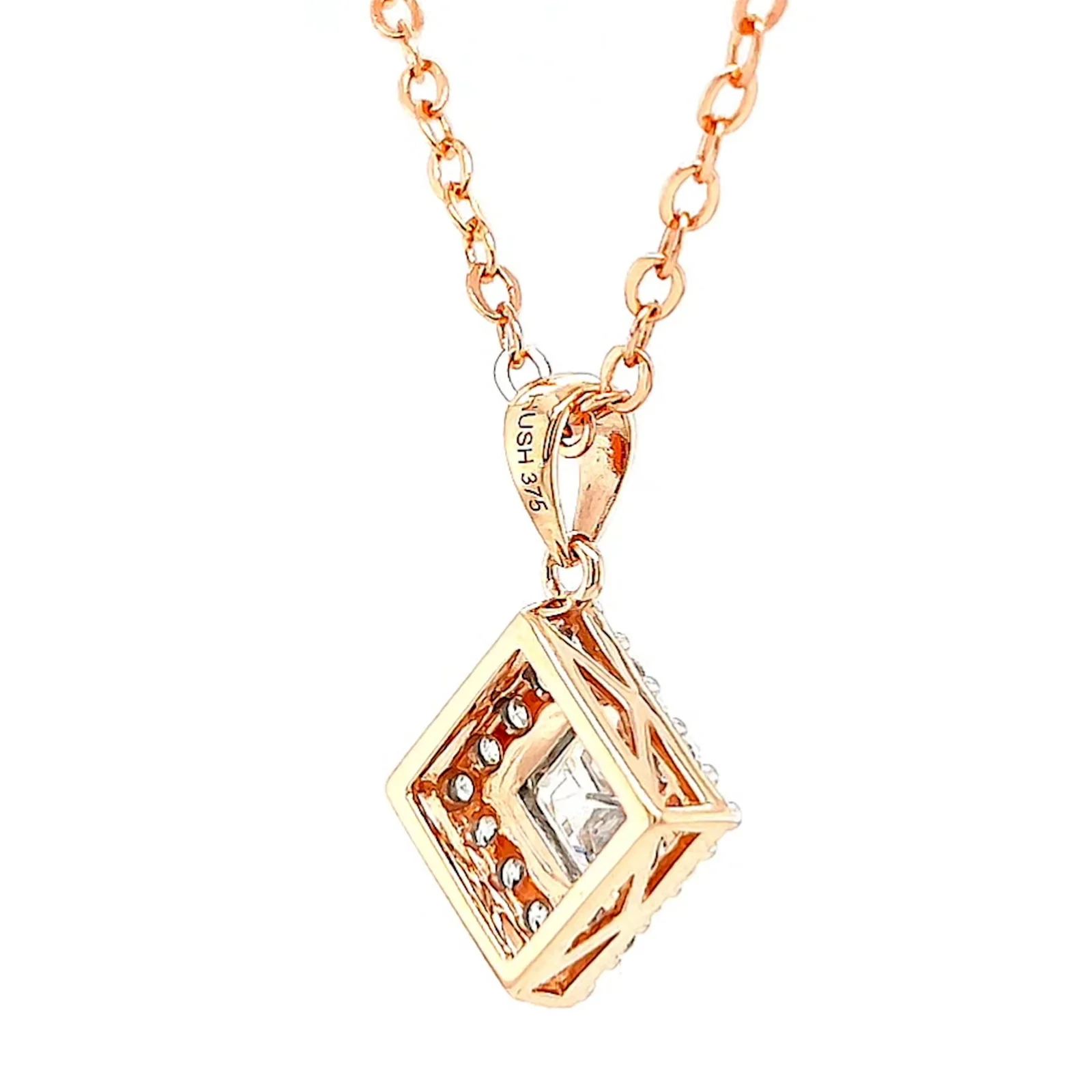 HUSH 9ct Rose Gold Princess & Round Brilliant Cut with 3/4 CARAT tw of Diamond Simulants Pendant - Image 48