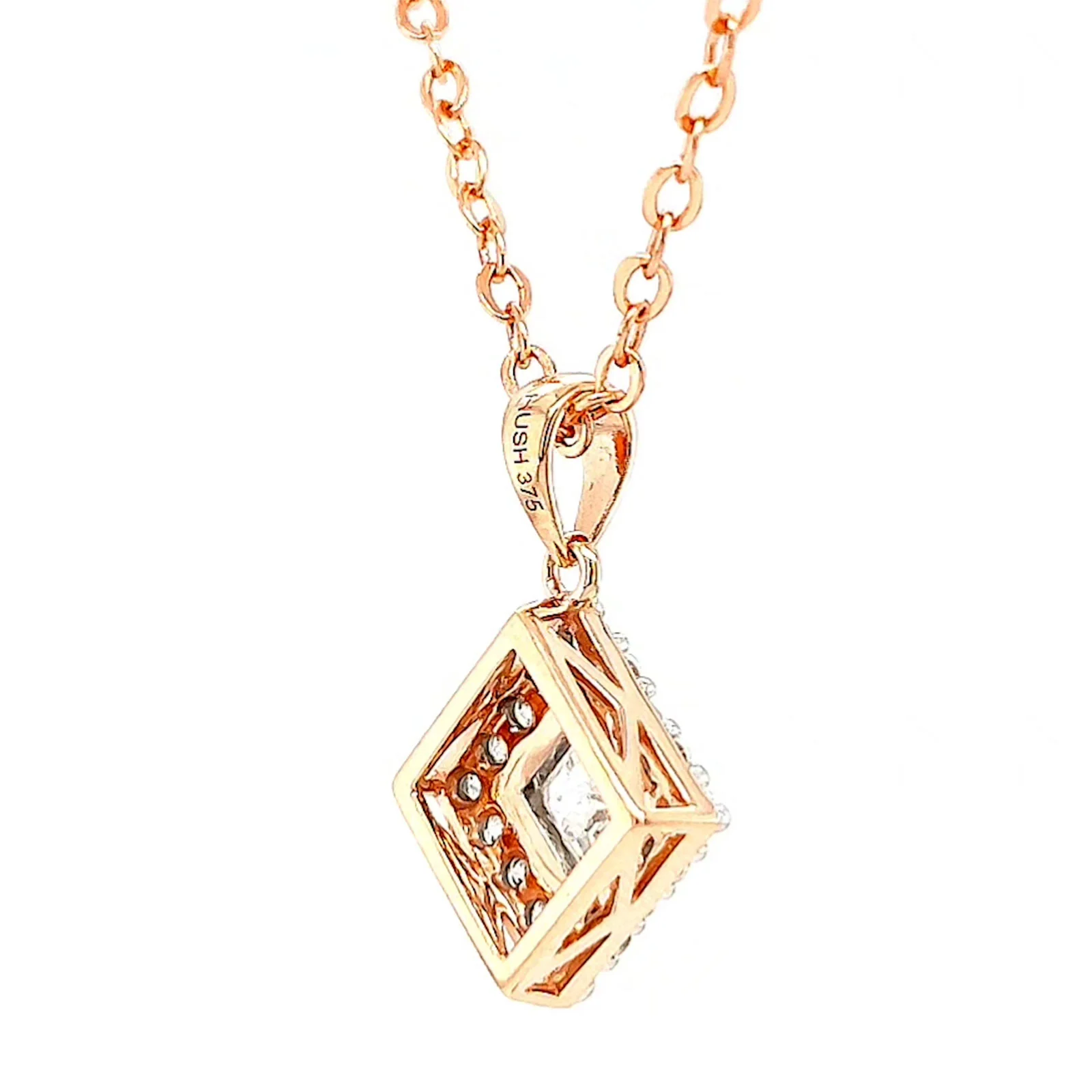 HUSH 9ct Rose Gold Princess & Round Brilliant Cut with 3/4 CARAT tw of Diamond Simulants Pendant - Image 49