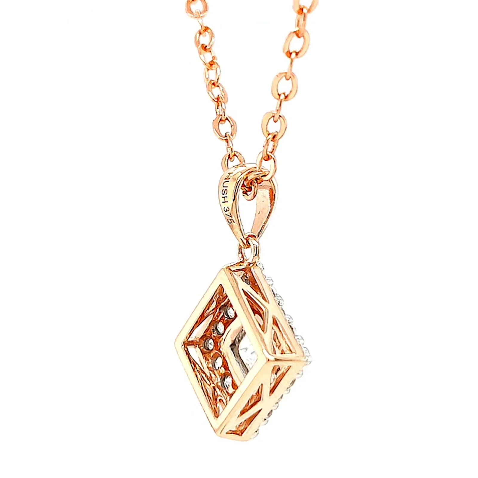 HUSH 9ct Rose Gold Princess & Round Brilliant Cut with 3/4 CARAT tw of Diamond Simulants Pendant - Image 50