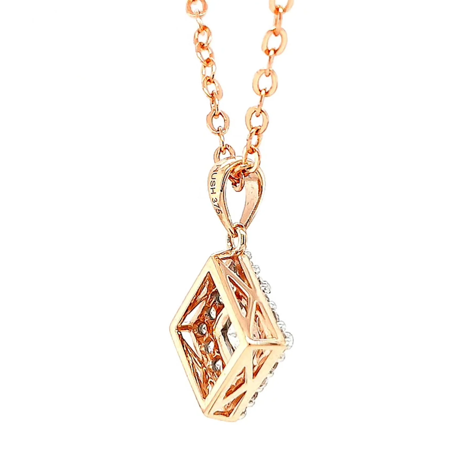 HUSH 9ct Rose Gold Princess & Round Brilliant Cut with 3/4 CARAT tw of Diamond Simulants Pendant - Image 51