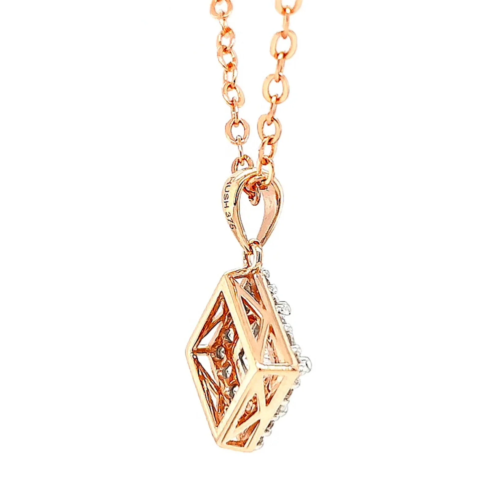 HUSH 9ct Rose Gold Princess & Round Brilliant Cut with 3/4 CARAT tw of Diamond Simulants Pendant - Image 52