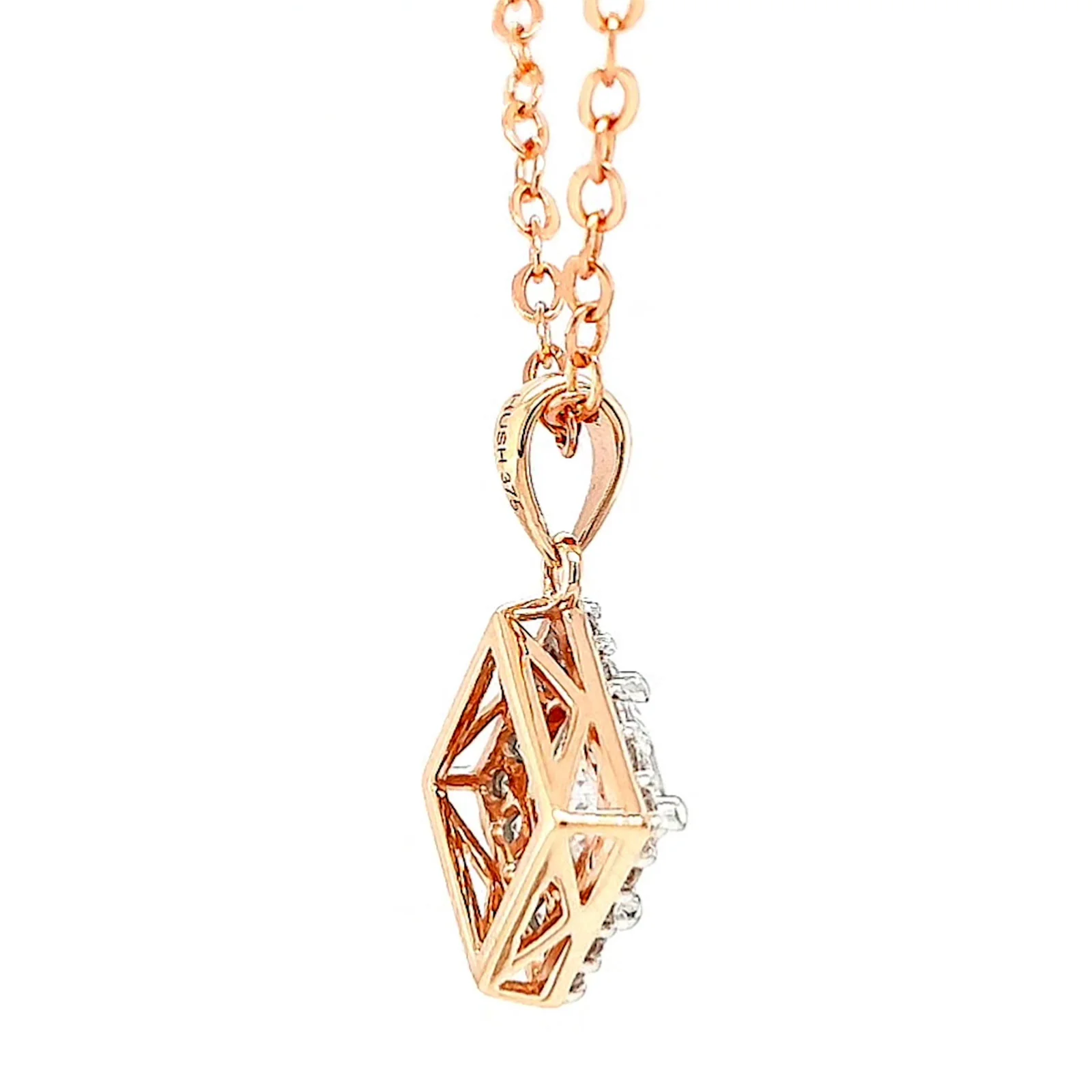HUSH 9ct Rose Gold Princess & Round Brilliant Cut with 3/4 CARAT tw of Diamond Simulants Pendant - Image 53