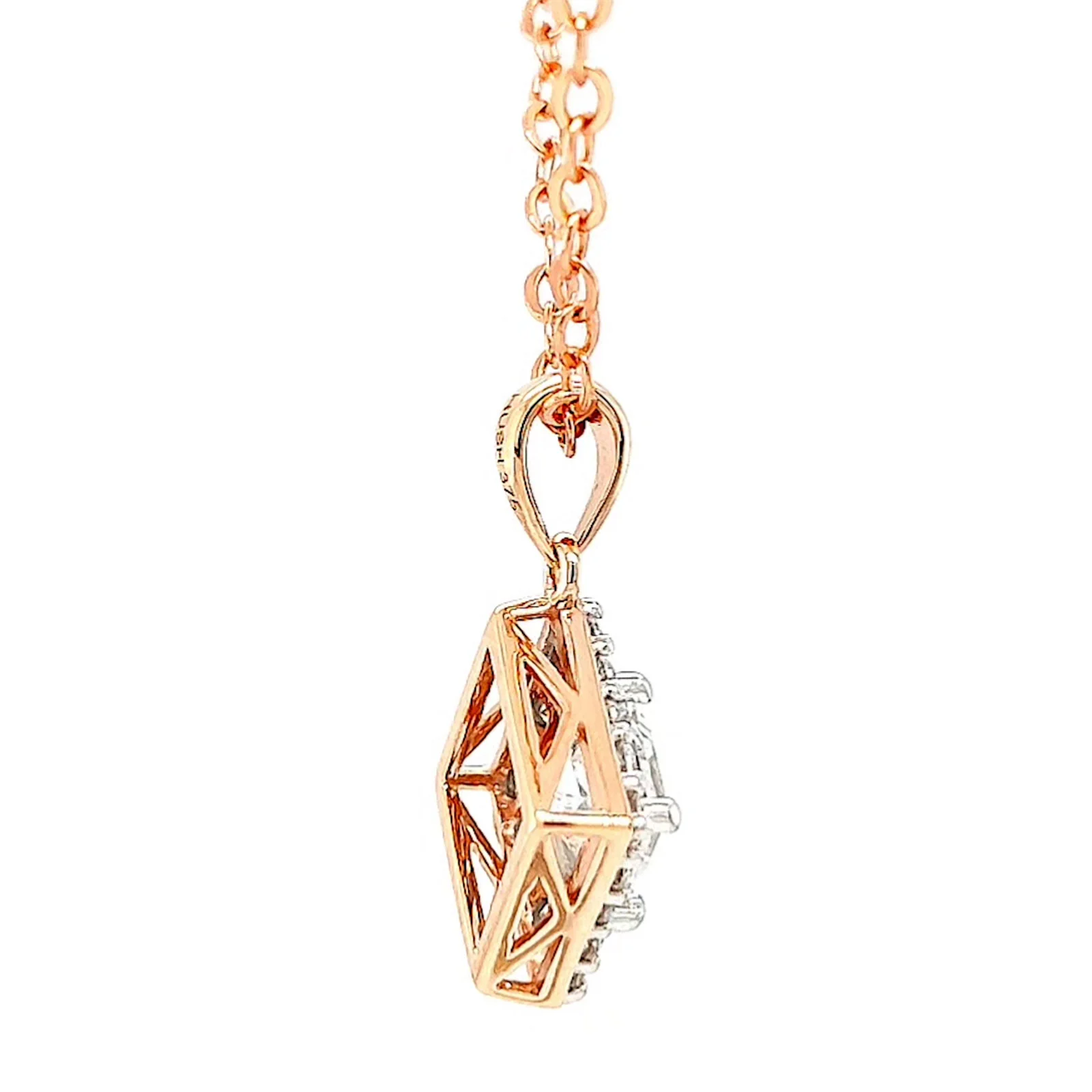 HUSH 9ct Rose Gold Princess & Round Brilliant Cut with 3/4 CARAT tw of Diamond Simulants Pendant - Image 54