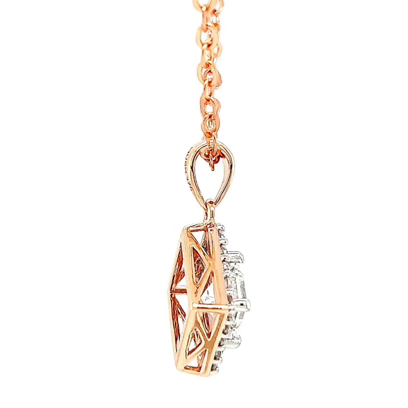 HUSH 9ct Rose Gold Princess & Round Brilliant Cut with 3/4 CARAT tw of Diamond Simulants Pendant - Image 55