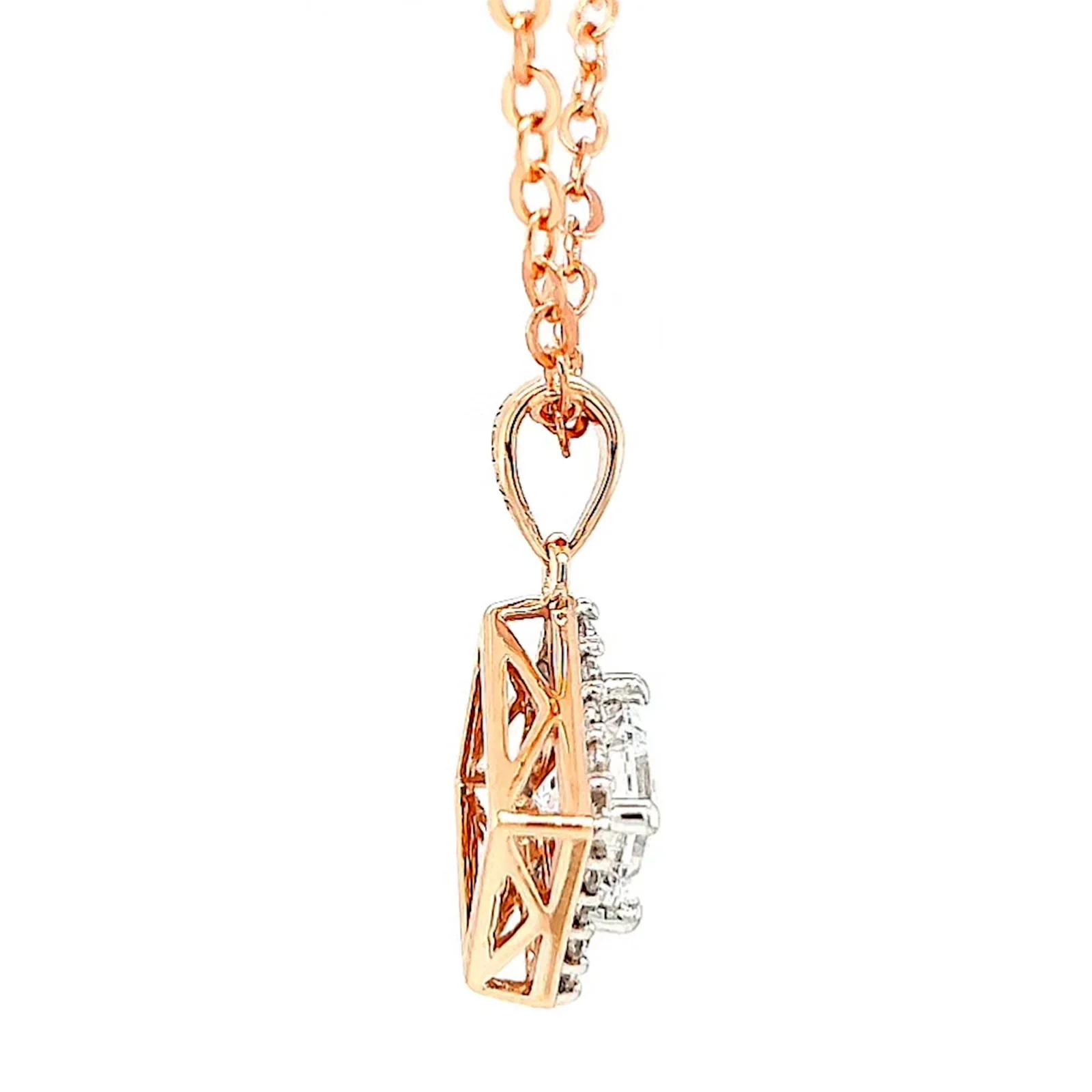 HUSH 9ct Rose Gold Princess & Round Brilliant Cut with 3/4 CARAT tw of Diamond Simulants Pendant - Image 56