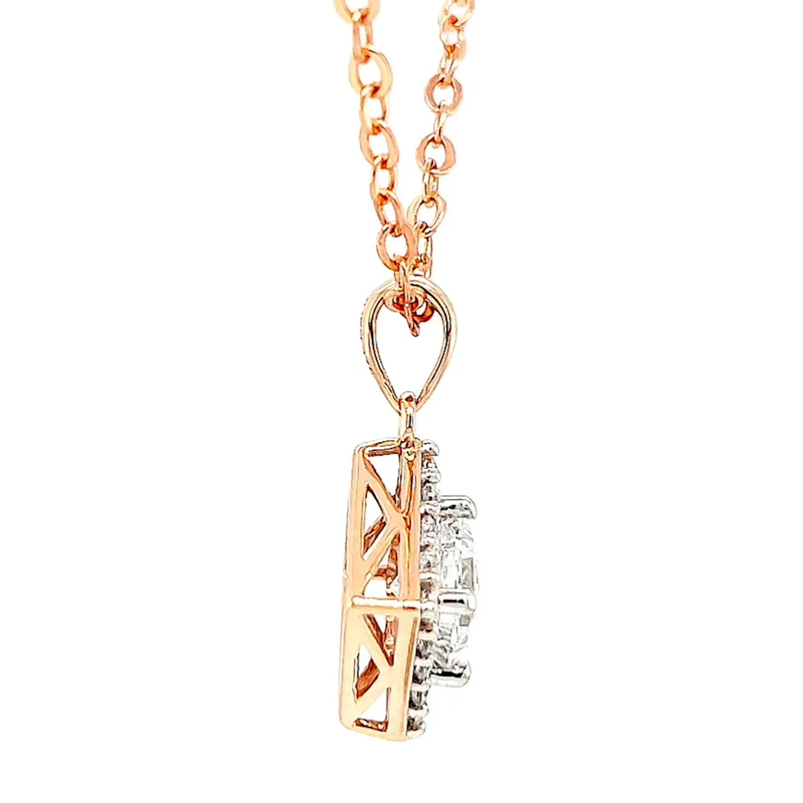 HUSH 9ct Rose Gold Princess & Round Brilliant Cut with 3/4 CARAT tw of Diamond Simulants Pendant - Image 57