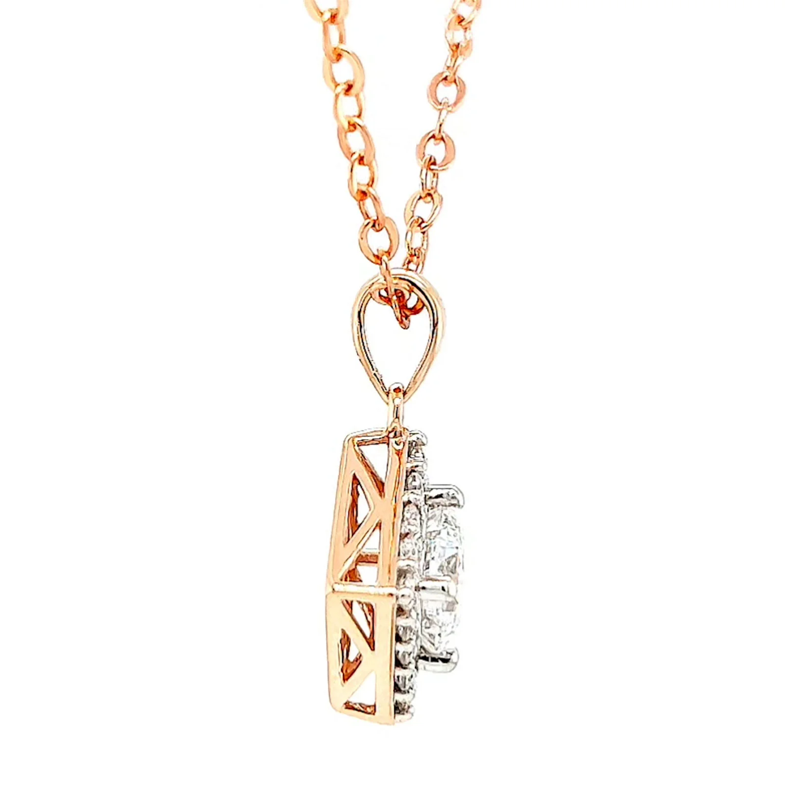 HUSH 9ct Rose Gold Princess & Round Brilliant Cut with 3/4 CARAT tw of Diamond Simulants Pendant - Image 58
