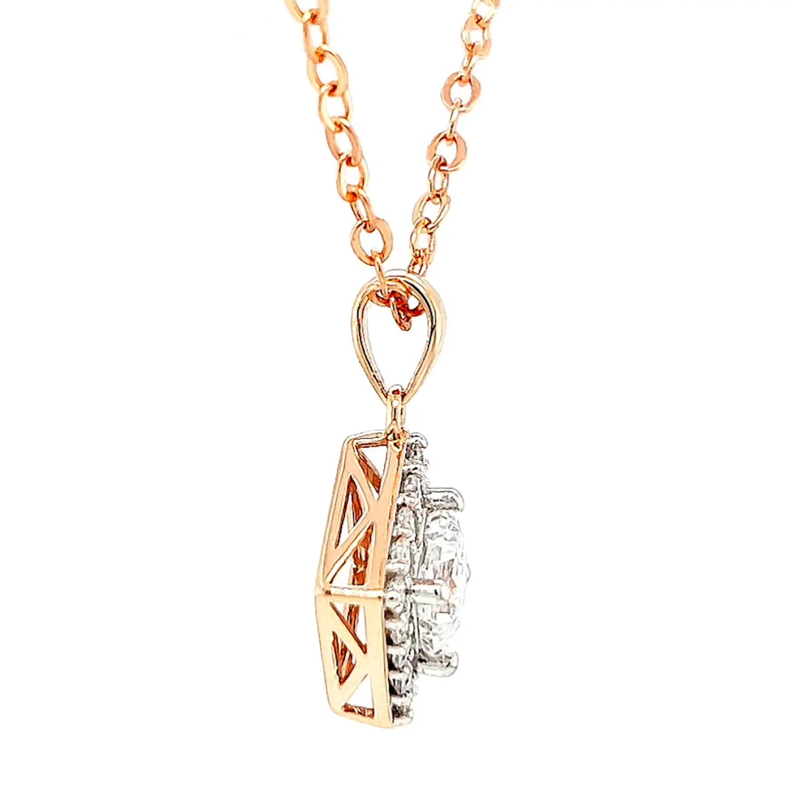 HUSH 9ct Rose Gold Princess & Round Brilliant Cut with 3/4 CARAT tw of Diamond Simulants Pendant - Image 59