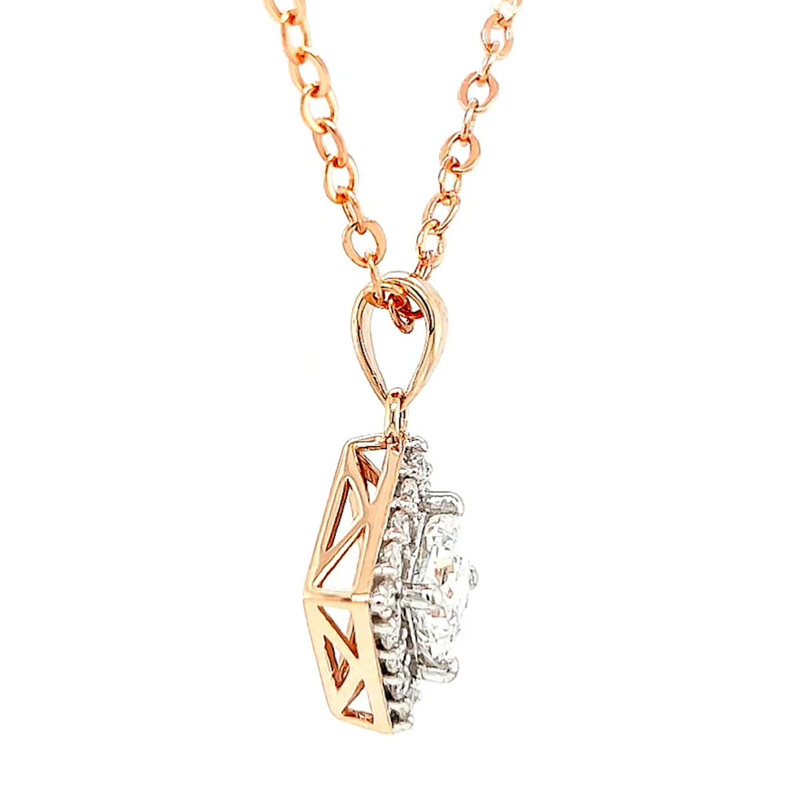HUSH 9ct Rose Gold Princess & Round Brilliant Cut with 3/4 CARAT tw of Diamond Simulants Pendant - Image 60