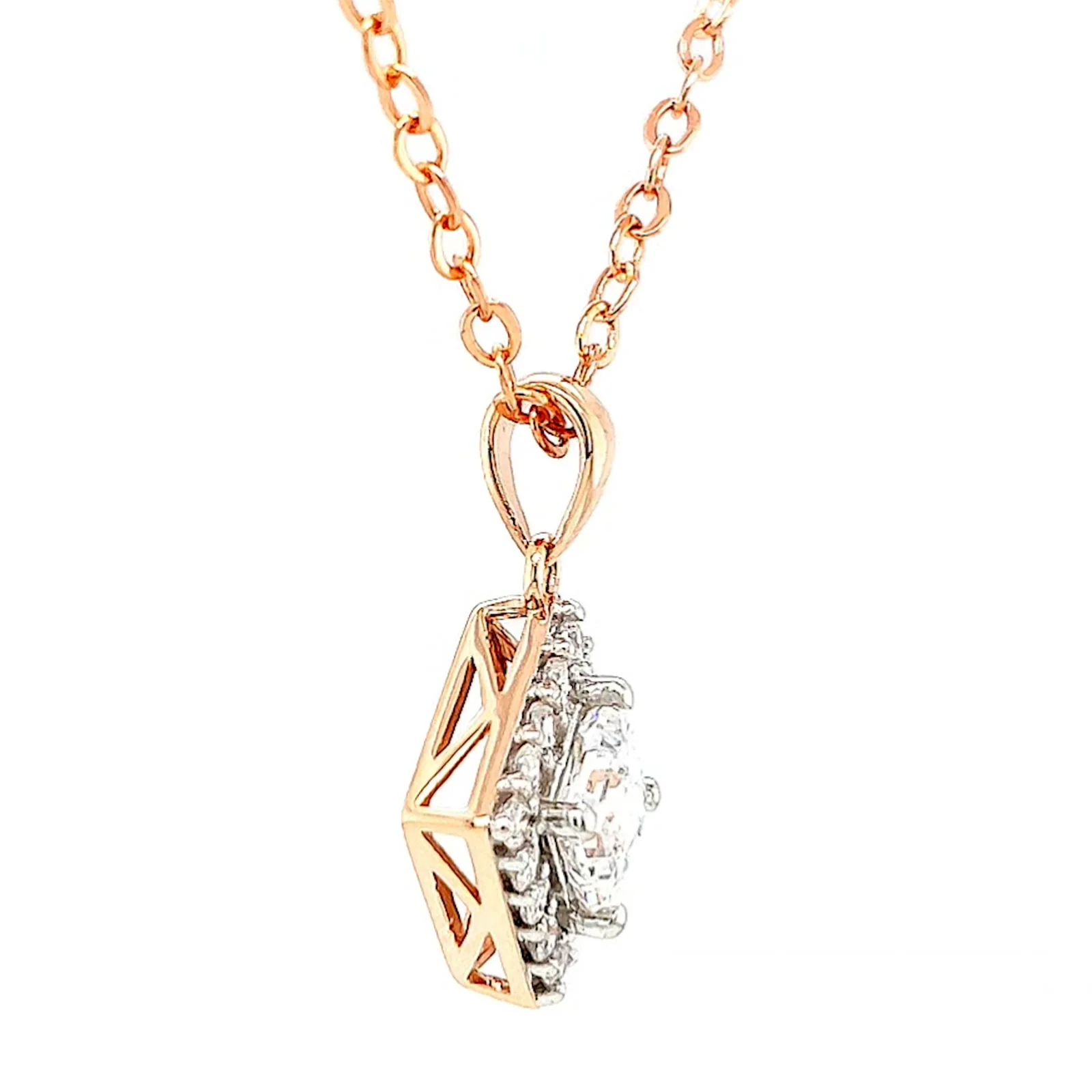 HUSH 9ct Rose Gold Princess & Round Brilliant Cut with 3/4 CARAT tw of Diamond Simulants Pendant - Image 61