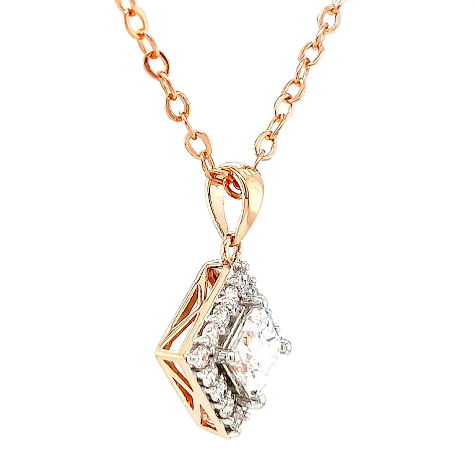 HUSH 9ct Rose Gold Princess & Round Brilliant Cut with 3/4 CARAT tw of Diamond Simulants Pendant - Image 64