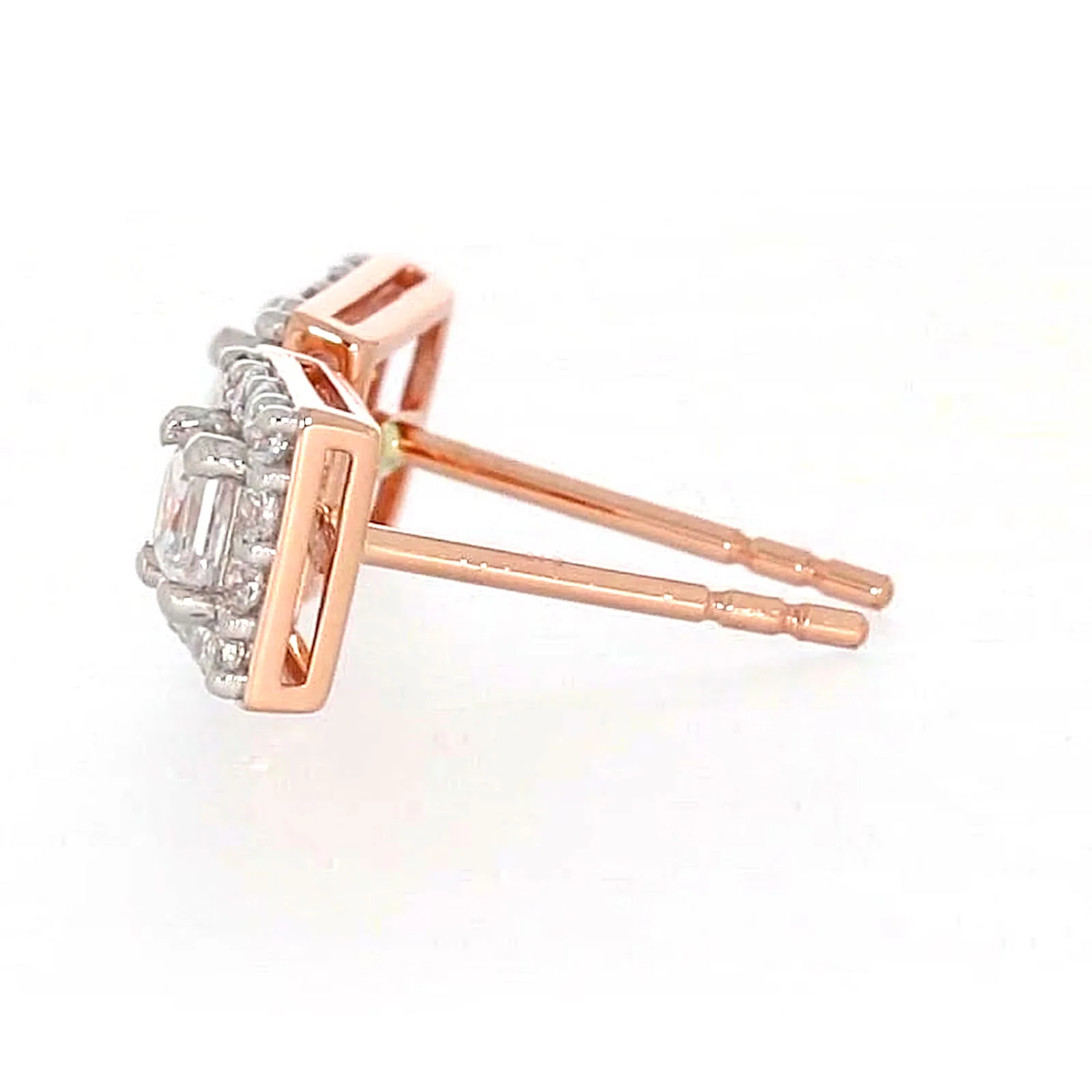 HUSH 9ct Rose Gold Princess & Round Brilliant Cut with 1/2 CARAT tw of Diamond Simulants Stud Earrings - Image 22