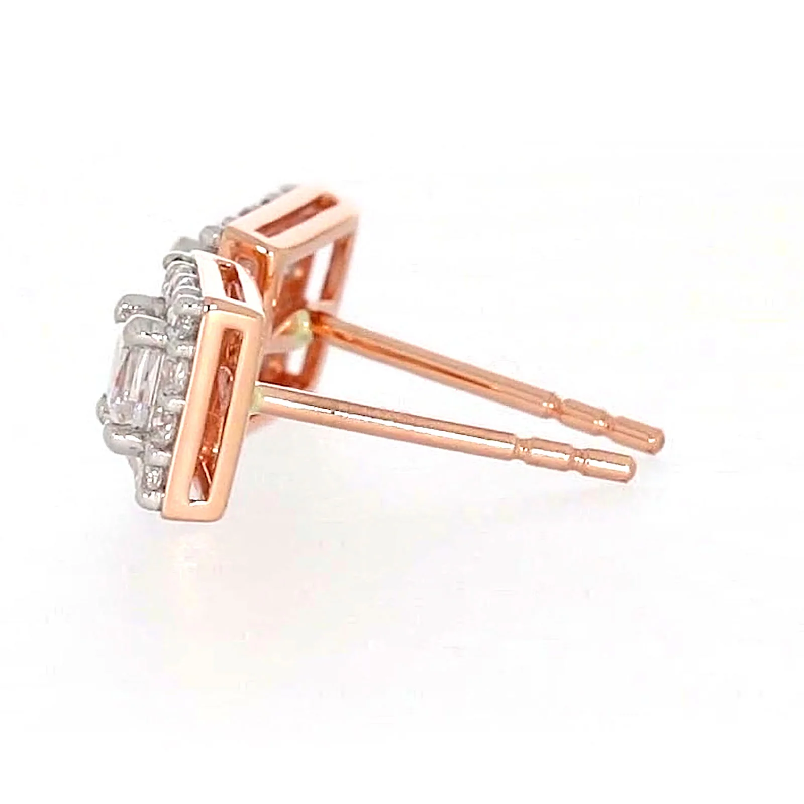 HUSH 9ct Rose Gold Princess & Round Brilliant Cut with 1/2 CARAT tw of Diamond Simulants Stud Earrings - Image 23