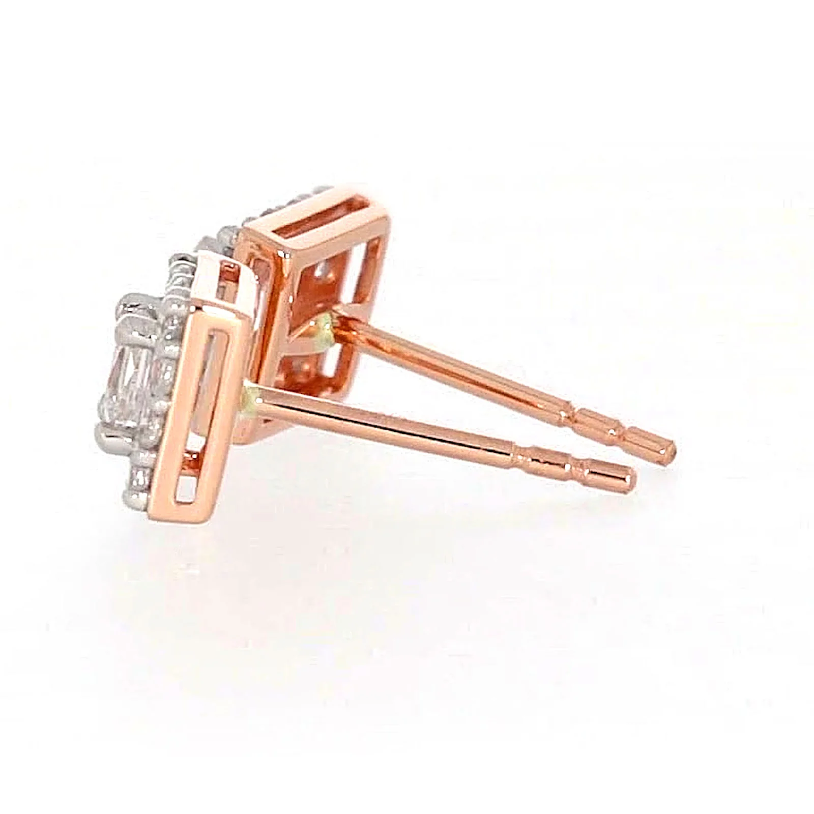 HUSH 9ct Rose Gold Princess & Round Brilliant Cut with 1/2 CARAT tw of Diamond Simulants Stud Earrings - Image 24