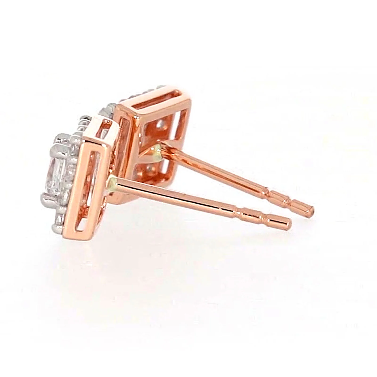 HUSH 9ct Rose Gold Princess & Round Brilliant Cut with 1/2 CARAT tw of Diamond Simulants Stud Earrings - Image 25