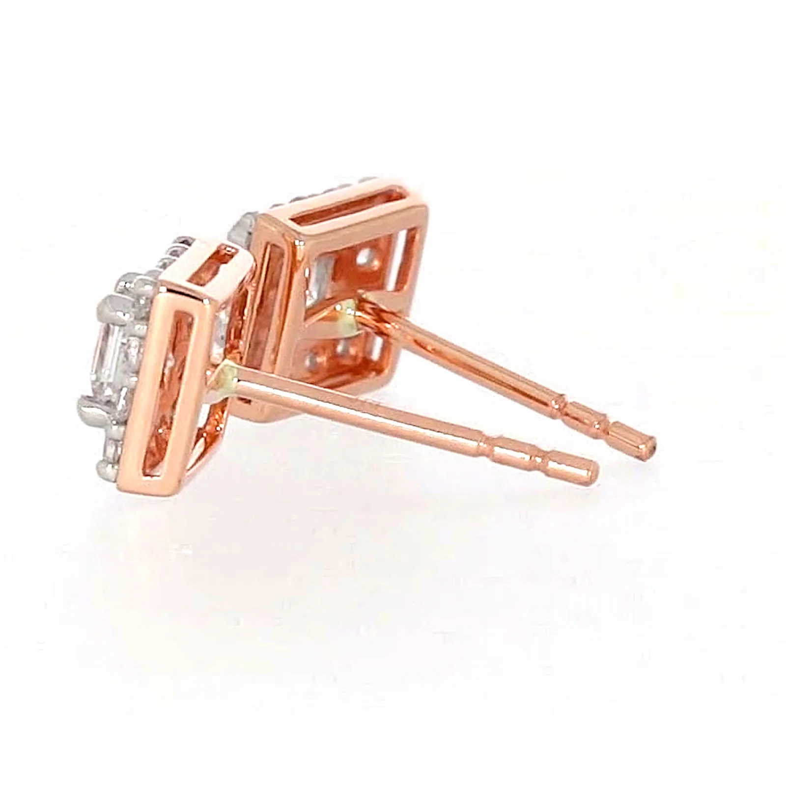 HUSH 9ct Rose Gold Princess & Round Brilliant Cut with 1/2 CARAT tw of Diamond Simulants Stud Earrings - Image 26
