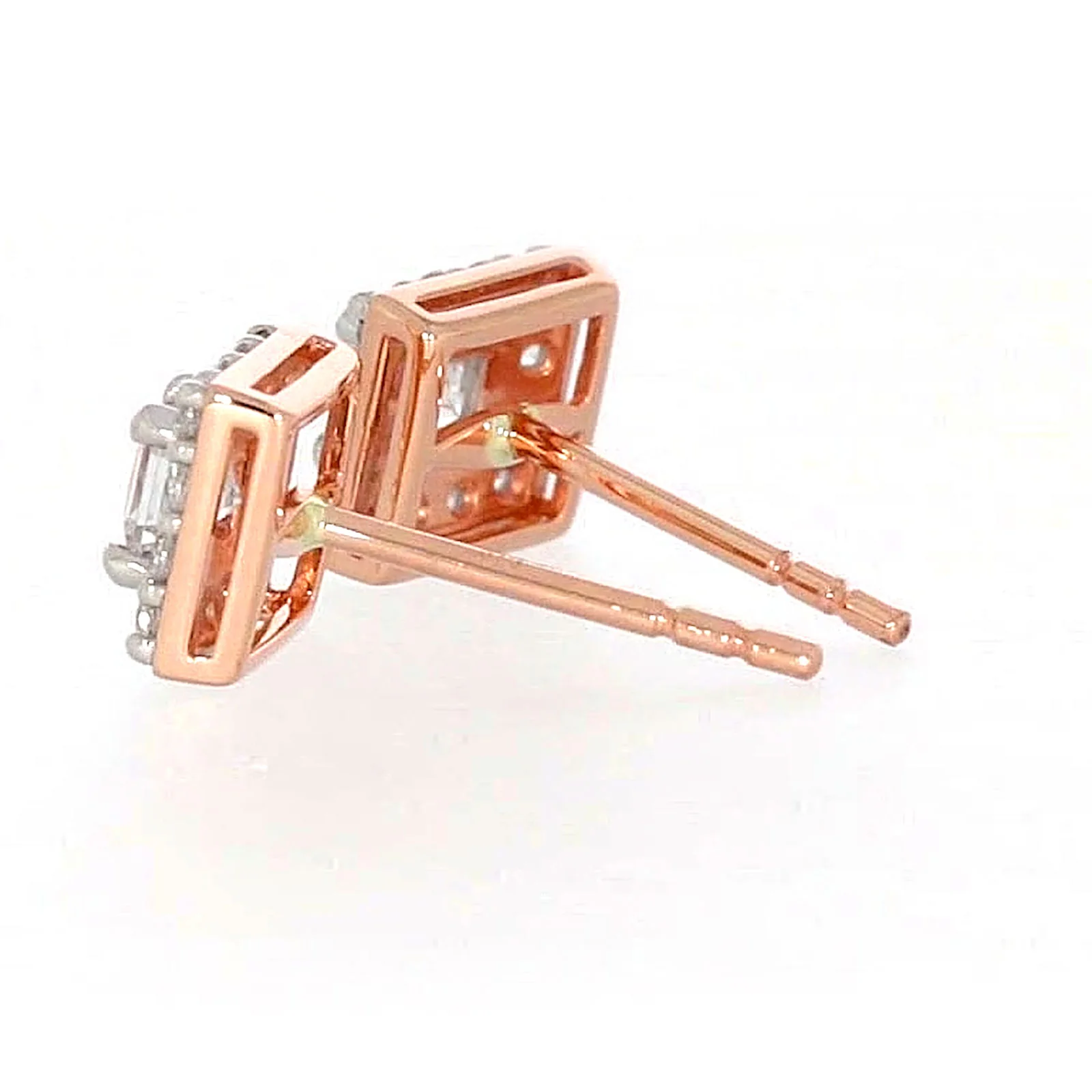 HUSH 9ct Rose Gold Princess & Round Brilliant Cut with 1/2 CARAT tw of Diamond Simulants Stud Earrings - Image 27