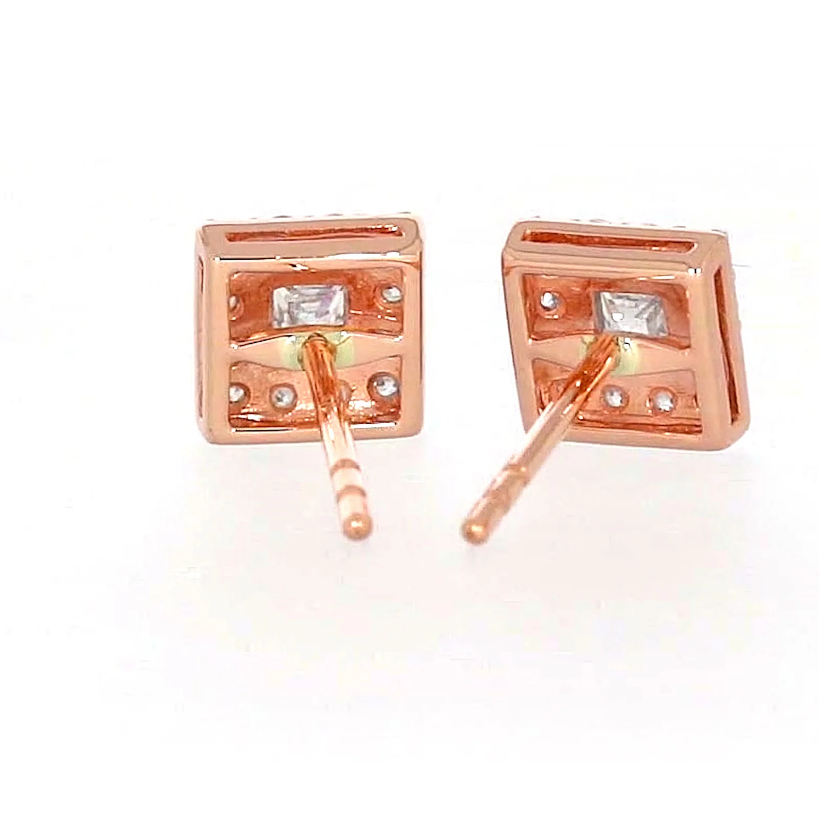 HUSH 9ct Rose Gold Princess & Round Brilliant Cut with 1/2 CARAT tw of Diamond Simulants Stud Earrings - Image 41