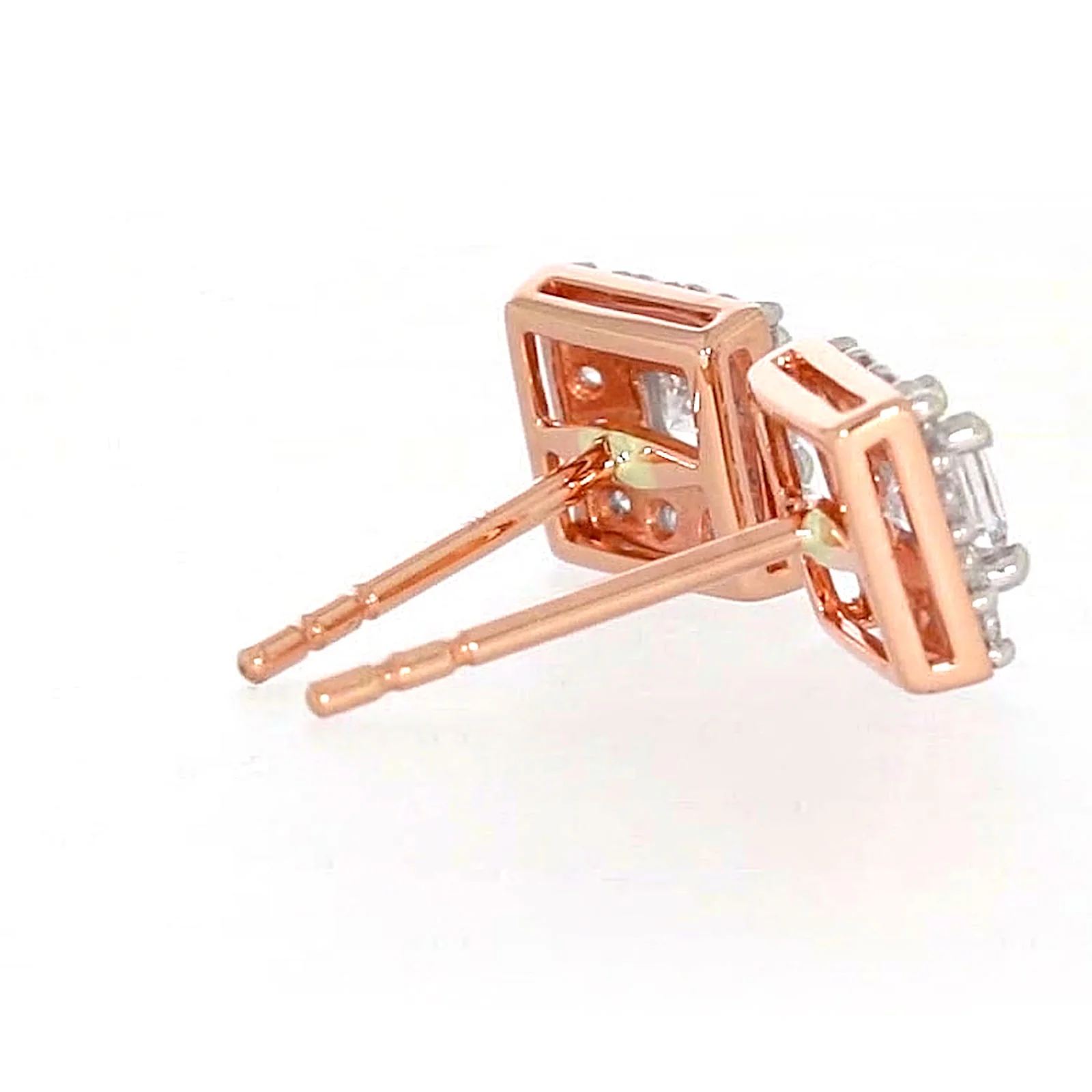 HUSH 9ct Rose Gold Princess & Round Brilliant Cut with 1/2 CARAT tw of Diamond Simulants Stud Earrings - Image 52