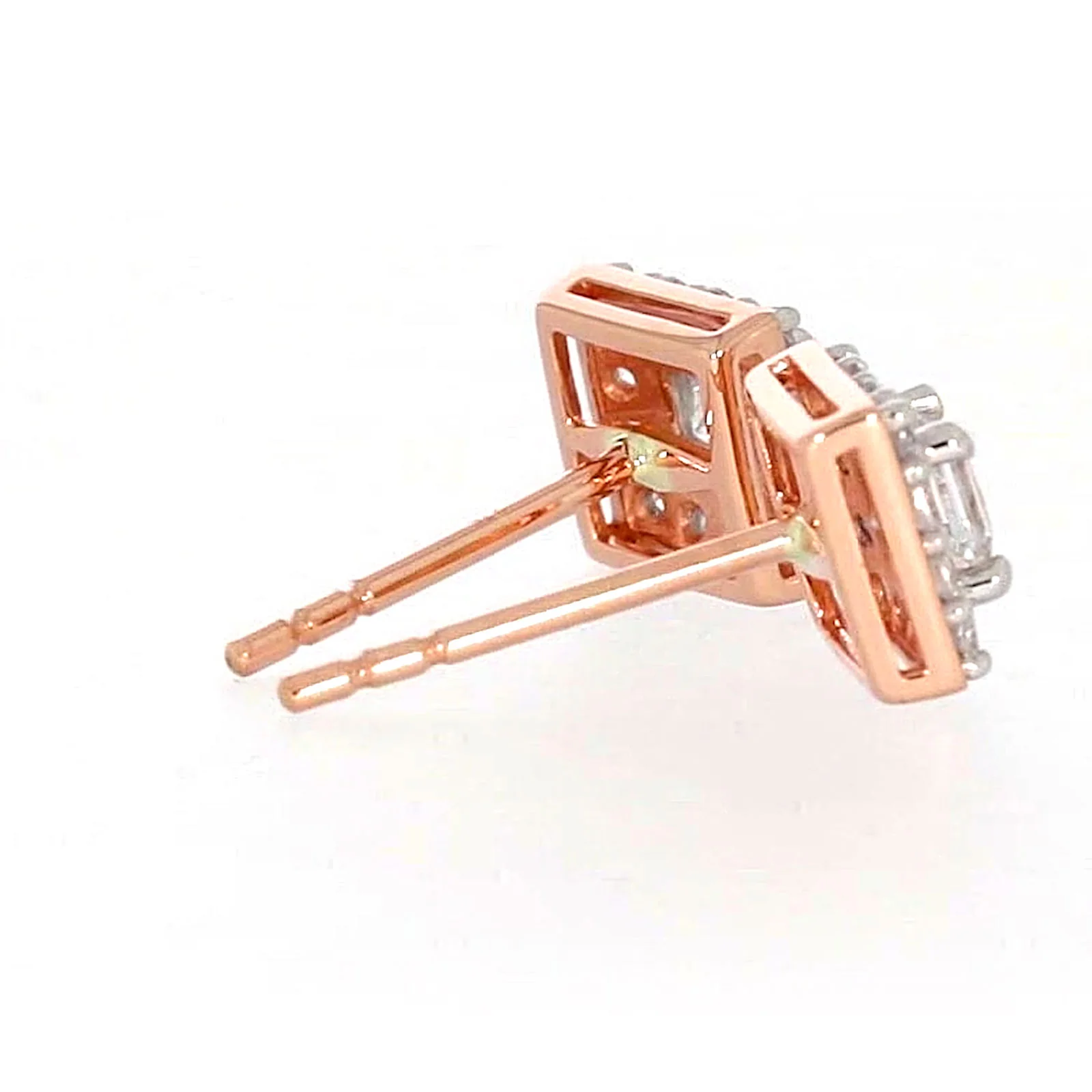 HUSH 9ct Rose Gold Princess & Round Brilliant Cut with 1/2 CARAT tw of Diamond Simulants Stud Earrings - Image 53